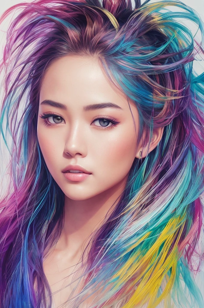 (masterpiece、top-quality、top-quality、Official art、Beautifully Aesthetic:1.2)、(1girl in:1.3)、ighly detailed、(Fractal Art:1.2)、colourfull、highestdetailed、(Zentangle:1.2)、(Dynamic Pause) 、(Abstract background:1.5)、(Nice dress:1.2)、(shinny skin)、(Many colors:1.4)、full bodyesbian 、shorth hair
