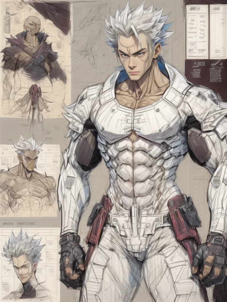 (character design sheet:1.5),((whole body)),DARGON QUEST IV男主角,Toriyama Akira style,(Orderly rows:1.2,spaced apart:1.2,No overlap:1.2),((clear lines,clean background,White background, UHD, masterpiece, ccurate, anatomically correct, textured skin, super detail, high details, best quality, 8k))