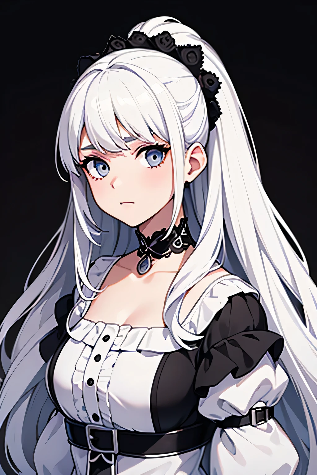 1 junge Frau, white hair, Barockstil, Oper, black and white dress, White background, pixel art, High Resolution, ultrascharf, 8k, Meisterwerk