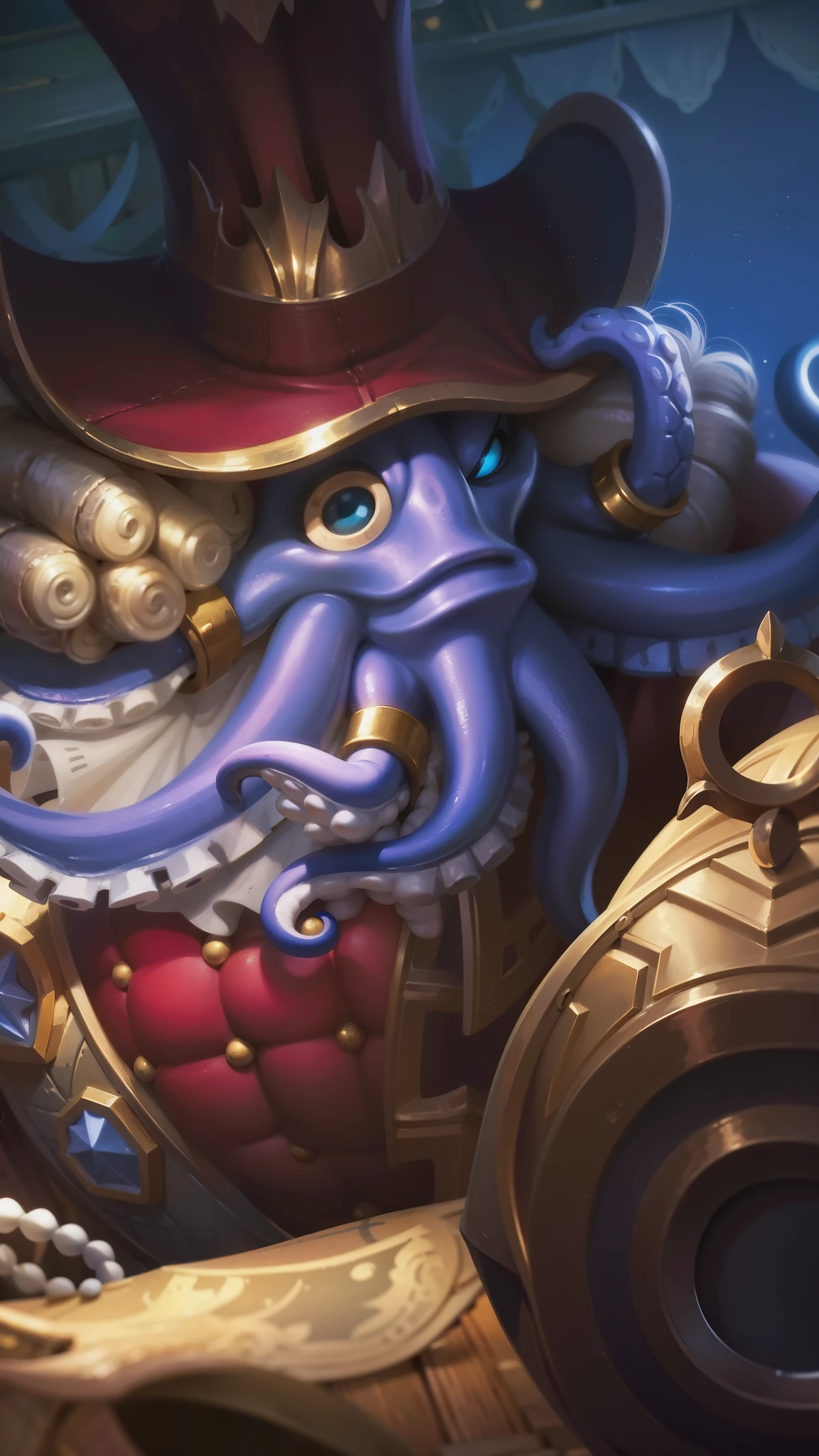 there is a cartoon picture of a pirate with a giant octopus, official splash art, full art, hearthstone card art, iconic character splash art, splash art, hearthstone official splash art, casimir art, character splash art, hearthstone splash art, hearthstone art, tentacles beard, full art illustration, 8 k hd wallpaperjpeg artifact