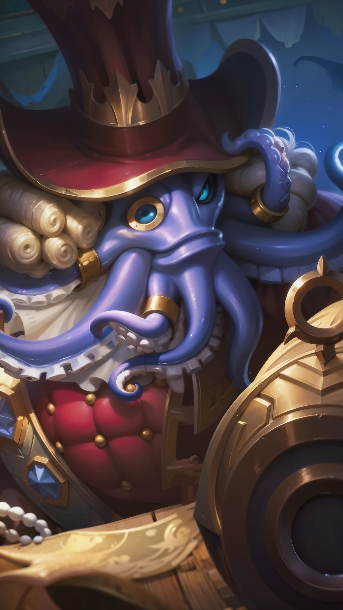 there is a cartoon picture of a pirate with a giant octopus, official splash art, full art, hearthstone card art, iconic character splash art, splash art, hearthstone official splash art, casimir art, character splash art, hearthstone splash art, hearthstone art, tentacles beard, full art illustration, 8 k hd wallpaperjpeg artifact