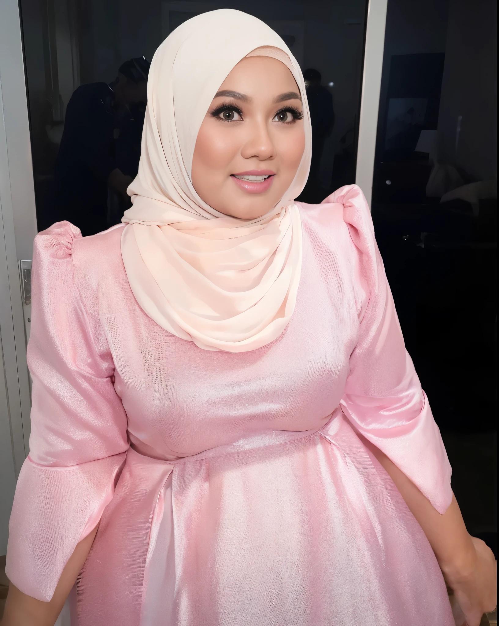 HEAVY BREASTS, Portrait photo of a matured chubby malay girl, curvy, (laughing:1.2), hijab,malaysian, posing, look at a camera, nerd, spectacle, wear pink panties and bra, wearing glasses, full body, room background, big breast,nighttime, backlit, epic realistic, hyper detailed, detailed skin texture, mole below eye, natural skin texture, mole in body, insane details, intricate details, accent lighting, soft volumetric light, bokeh, (dramatic light:1.2), (neutral colors:1.3), cross process, living room background, ((detailed realistic face and eyes)), good lighting, 8K resolution, Legs Wide Open, spread Legs, lying on bed, Liquid from the Crotch, Blushing, fat, on the side, penetration,