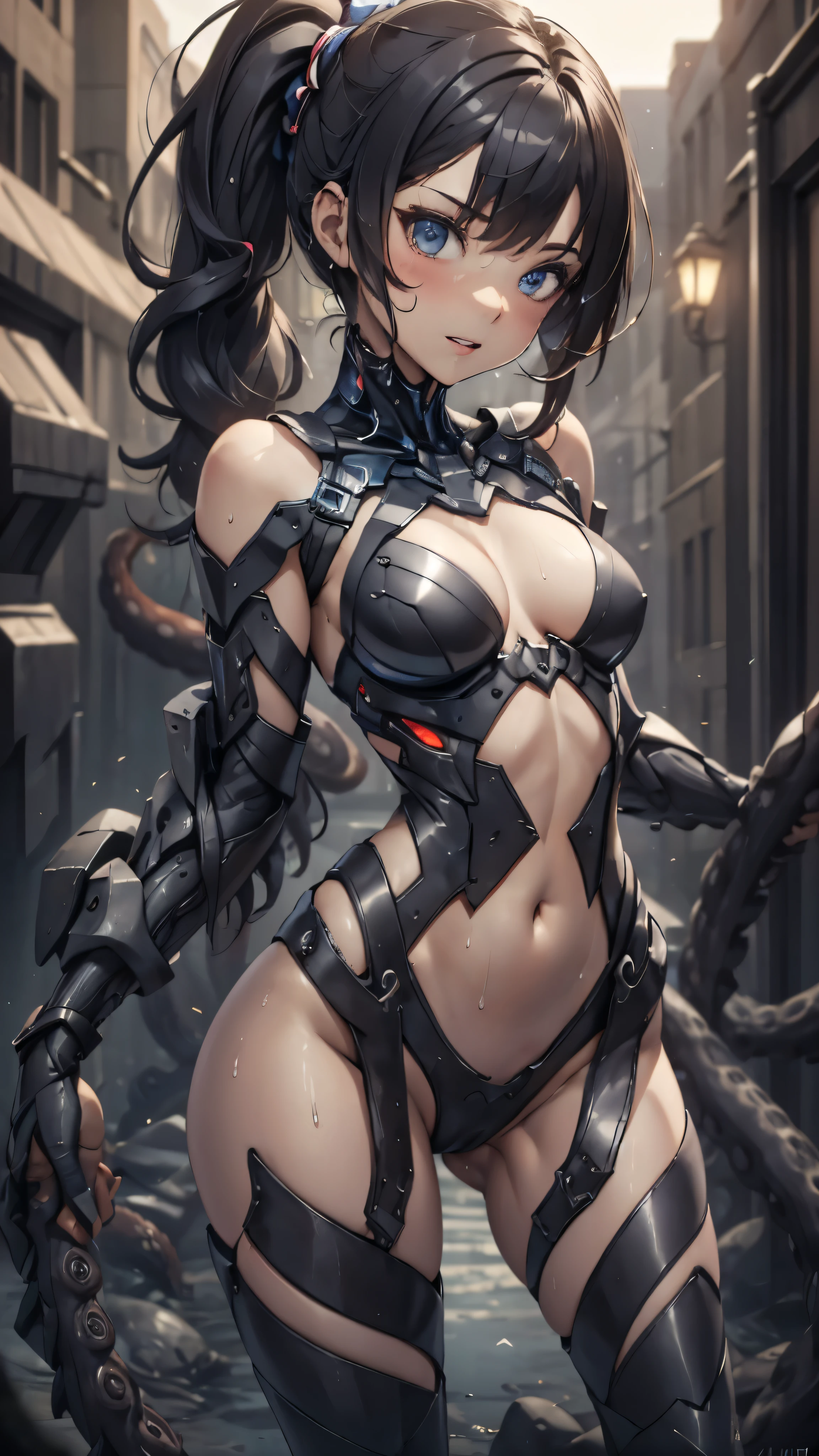 woman,,,city,night,(((white tight miniskirt bodysuit))),(wet with sweat),open mouth smile((See-through))Glasses,((beautiful long ponytail)),((baby girl bo),blush、surprised face,(((Tentacles wrap around the body)))(((raped by tentacles)))(((Tentacles wrap around the body)))(((Tentacles wrap around the body)))(look back)
