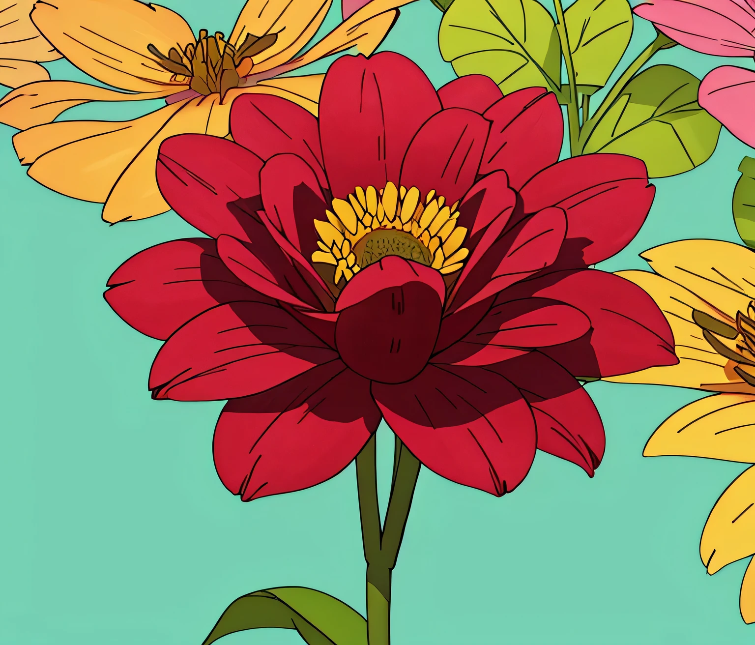 Beautiful flower art in a solid colour background 