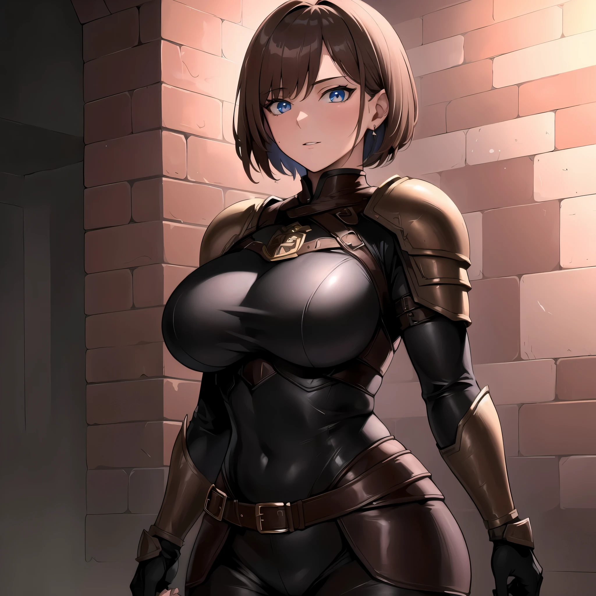 Anime girl in black outfit with sword female heroine 👀:thick, female main character cool anime 8k, Naked body. 