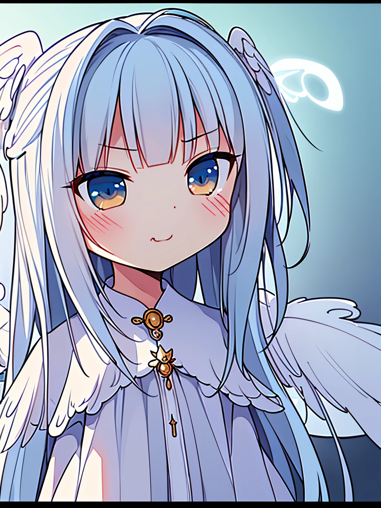 ((highest quality)),(ultra high resolution),(Super detailed),(detailed description),((best CG)),(best work of art),super precision art,amazing drawing art,(Art with precise details:1.5), (cute girl angel:1.5),(cute and adorable face:1.6),(Cute wings:1.6),(smug face:1.,8),full of confidence々:1.2,