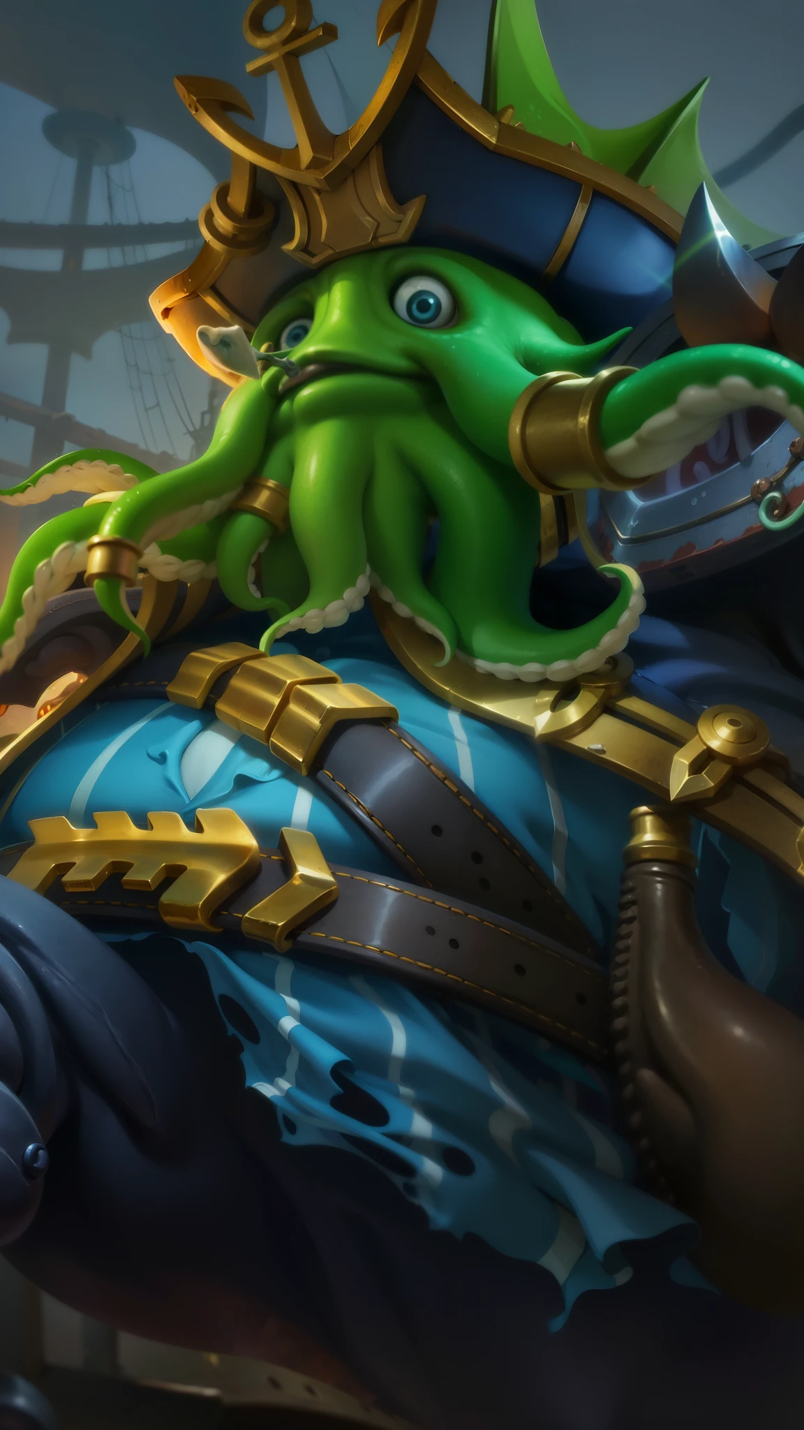 there is a cartoon picture of a pirate with a giant octopus, official splash art, full art, hearthstone card art, iconic character splash art, splash art, hearthstone official splash art, casimir art, character splash art, hearthstone splash art, hearthstone art, tentacles beard, full art illustration, 8 k hd wallpaperjpeg artifact