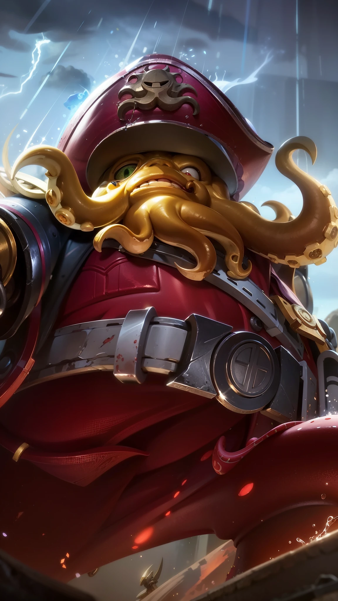there is a cartoon picture of a pirate with a giant octopus, official splash art, full art, hearthstone card art, iconic character splash art, splash art, hearthstone official splash art, casimir art, character splash art, hearthstone splash art, hearthstone art, tentacles beard, full art illustration, 8 k hd wallpaperjpeg artifact