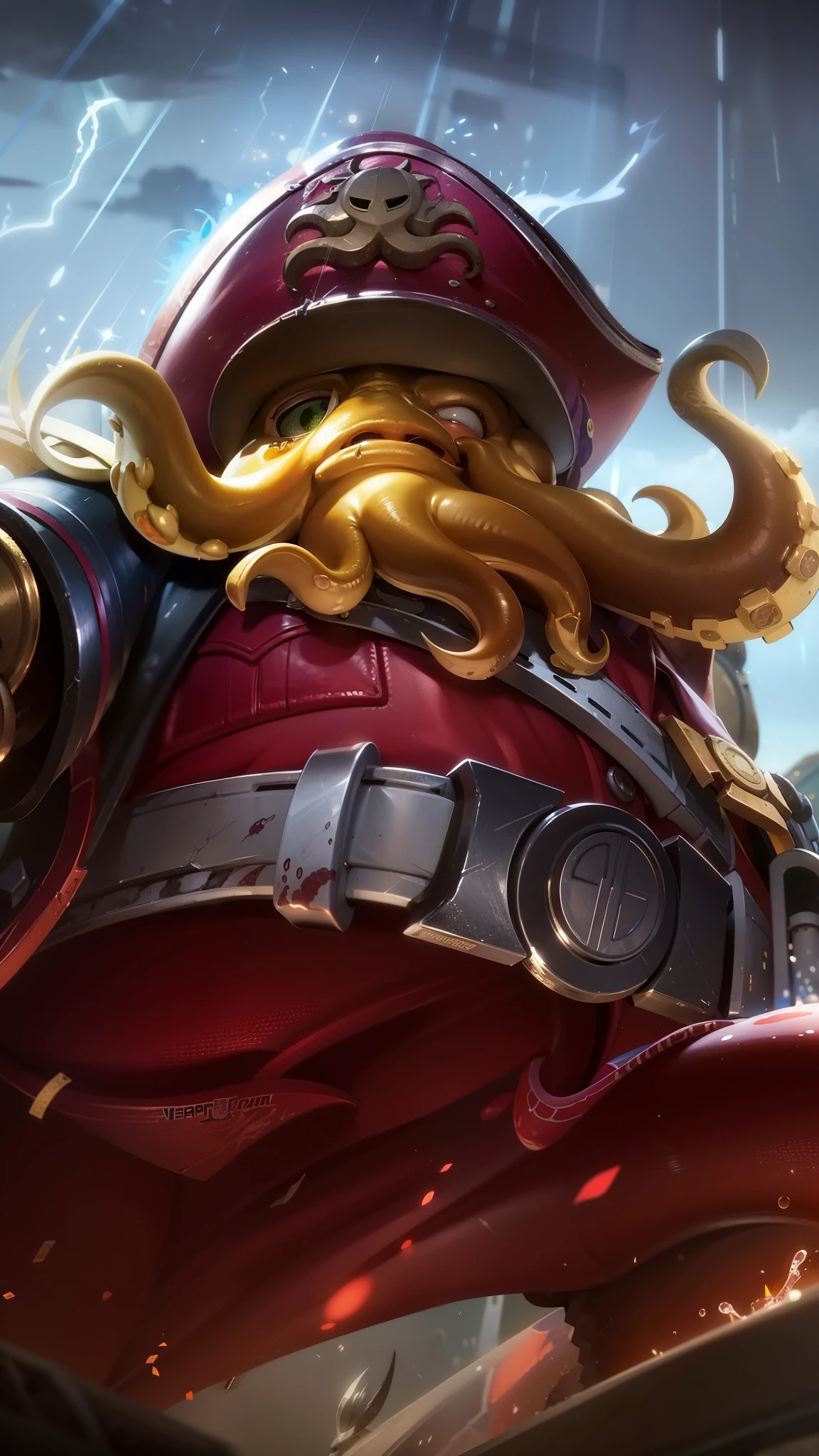 there is a cartoon picture of a pirate with a giant octopus, official splash art, full art, hearthstone card art, iconic character splash art, splash art, hearthstone official splash art, casimir art, character splash art, hearthstone splash art, hearthstone art, tentacles beard, full art illustration, 8 k hd wallpaperjpeg artifact