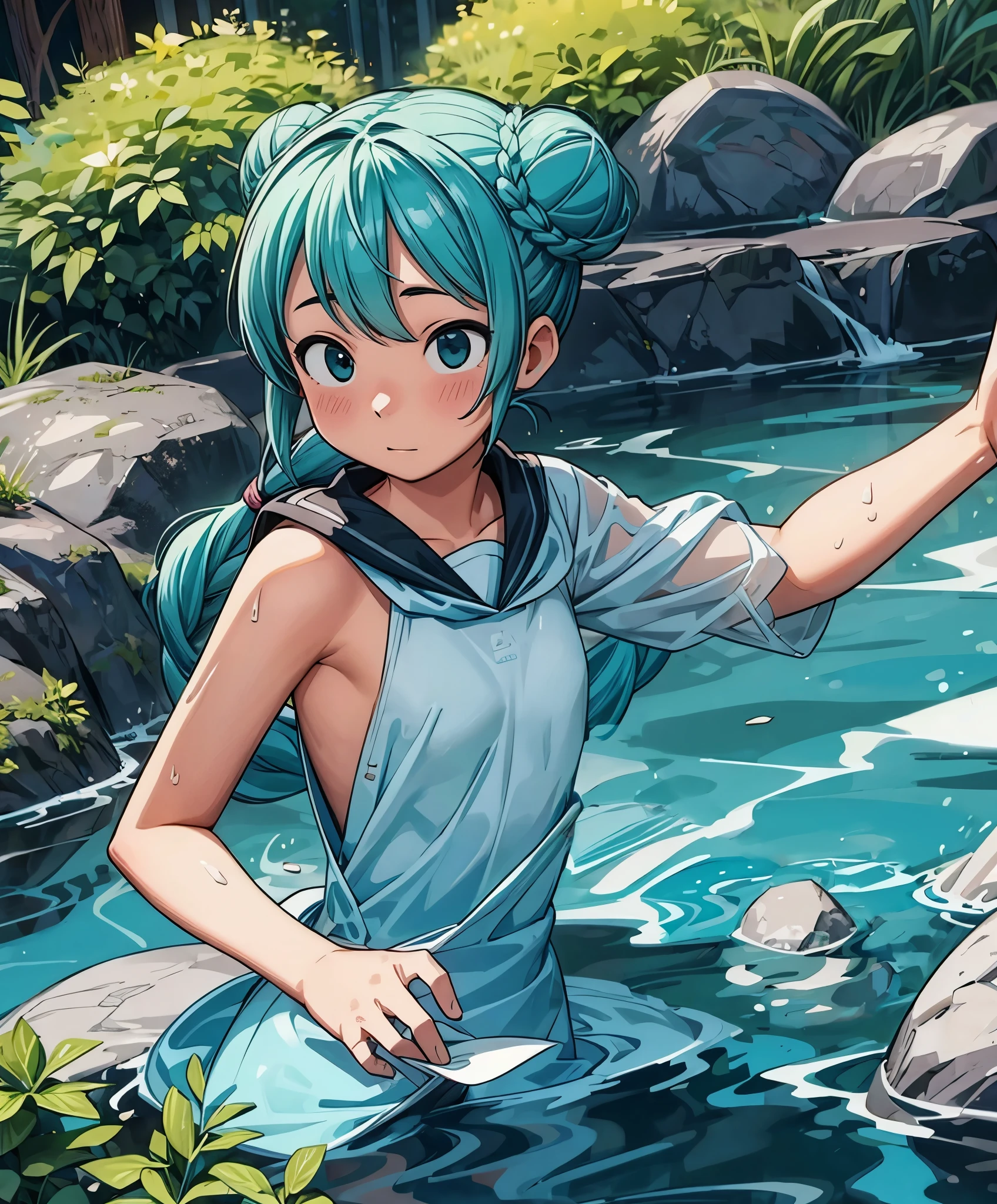 (masterpiece、highest quality、highest quality、official art、beautiful beautiful:1.2)、(1 girl:1.3)Hatsune Miku、twin tailasterpiece, highest quality, 8k wallpaper:1.2), super detailed, disorganized, High resolution, 1 girl, looking at the viewer,( hatsune friend:1.3), Happy, white , (smile:1.1), ロングtwin tails, green green hair, dancing, silky skin, beautiful eyes, focus on the eyes, long hair fluttering in the wind, beautiful smile line, big green eyes, shiny hair, (Wrapped in the flow of heavy floating notes:1.3), on the stage, (((Glossy and slippery smooth texture {green|black} one piece japanese school swimsuit:1.3))), from the side and behind, flat chest, realistic, realism, photorealistic, 緻密でbeautiful eyes, Fine and beautiful skin, beautiful and detailed clothes,