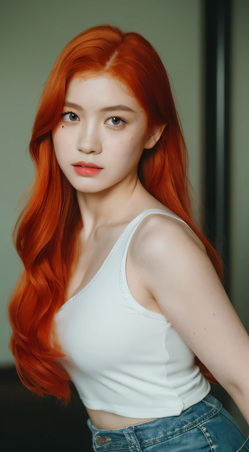 ((Realistic lighting, Best quality, 8K, Masterpiece: 1.3)), Clear focus: 1.2, 1girl, Perfect body beauty: 1.4, Slim abs: 1.1, ((Red hair, Milk: 1.3)), sex e pose, (outside, night: 1.1), night super fine face, fine eyes, double eyelids, curly hair, long hair, fair skin, big breast, short jeans, nipple peaking, (detailed eyes:0.8),
(looking at the camera:1.4), (highest quality), (best shadow),
intricate details,cinematic,((skin:1.4)),interior, (long ponytail ginger hair:1.3)
,dark studio,(hdr:1.5),detailed, muted colors, freckles, (bright lighting: 0.7),
masterpiece, big angle shot, RAW photo, (tint: 0.6), (dirty: 0.8),
(bloody: 0.7), Key lighting, (backlight: 0.5), medium depth of field, Canon 5D, 50mm lens, f/4 aperture,
(ultra-detailed, complex detail), sharp focus, 8k, absurd, 8mm film grain, flirting with camera