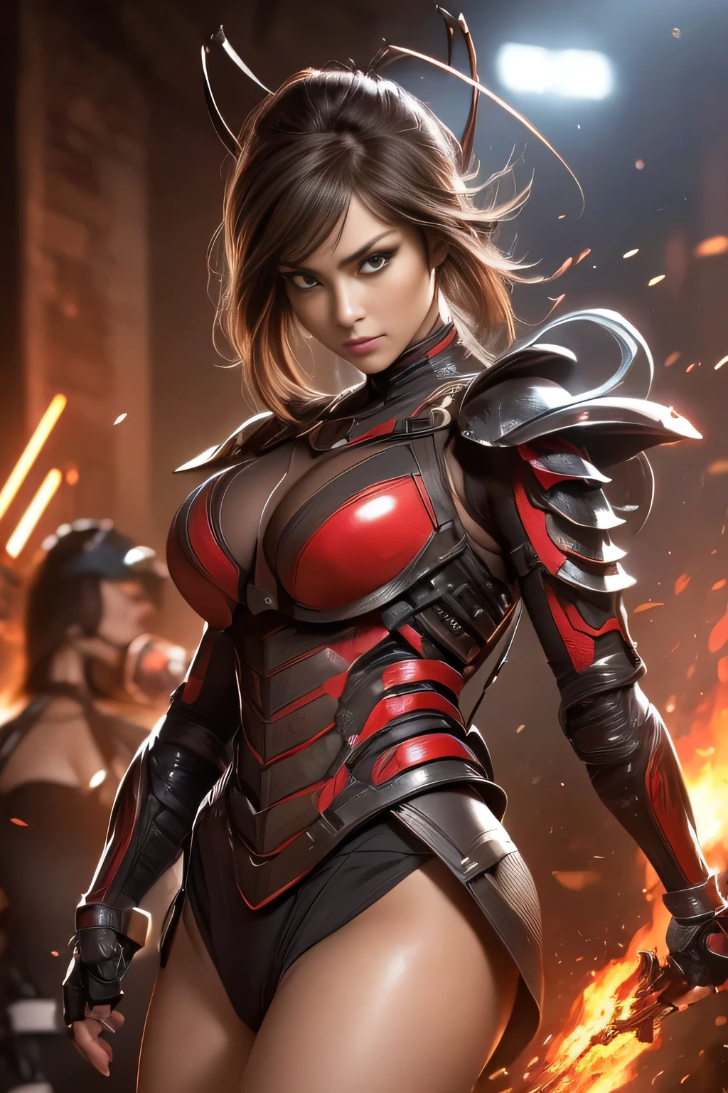 (High resolution,masterpiece,highest quality,Very detailed CG, anime, official art:1.4), realistic, photograph, amazing detail, everything is complicated, shiny and glossy,Amazing number of layers, 8K wallpaper, 3D, sketch, cute, figure,( alone:1.4), perfect female proportions,villain's daughter, (Fusion of dark brown cockroach and lady:1.4), (brown cockroach woman:1.2), (brown cockroach woman:1.2), (Fusion:1.2), (alone:1.4), (evil smile:1.2), muscular, abs, (Cockroach brown exoskeleton bio insect suit:1.4), (Cockroach brown exoskeleton bio insect armor:1.2), (brown transparent cockroach feathers:1.4), (Antennae of brown cockroaches:1.3),