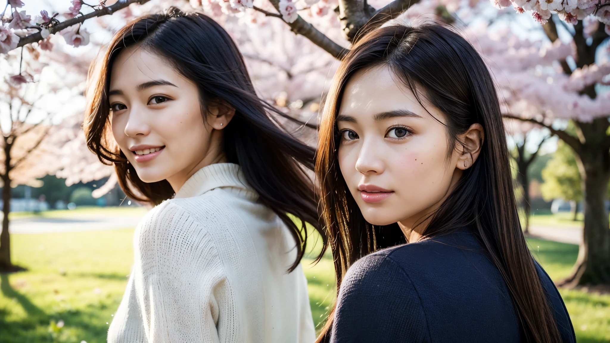 dressed, (photo realistic:1.4), (hyper realistic:1.4), (realistic:1.3), (smoother lighting:1.05), (increase cinematic lighting quality:0.9), 32K, 1girl,20yo girl, realistic lighting, backlighting, light on the face, ray trace, (brightening light:1.2), (Increase quality:1.4), (best quality real texture skin:1.4), finely detailed eyes, finely detailed happy face, finely quality eyes, (tired and sleepy and satisfied:0.0), face closeup, Take a walk in the park with cherry blossoms, (Increase body line mood:1.1), (Increase skin texture beauty:1.1)