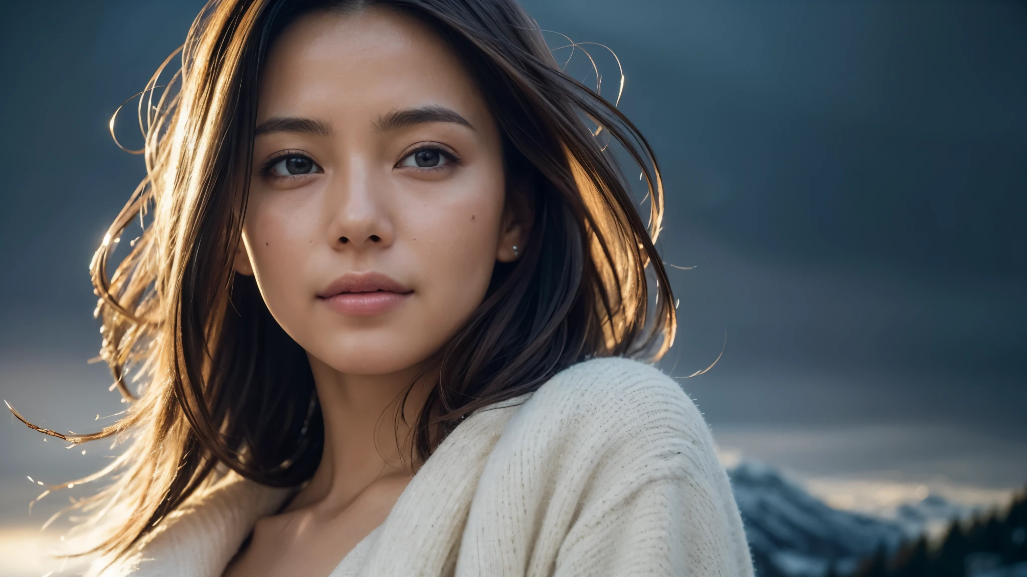 dressed, (photo realistic:1.4), (hyper realistic:1.4), (realistic:1.3), (smoother lighting:1.05), (increase cinematic lighting quality:0.9), 32K, 1girl,20yo girl, realistic lighting, backlighting, light on the face, ray trace, (brightening light:1.2), (Increase quality:1.4), (best quality real texture skin:1.4), finely detailed eyes, finely detailed happy face, finely quality eyes, (tired and sleepy and satisfied:0.0), face closeup, The background is the village of Lauterbrunnen, Switzerland, (Increase body line mood:1.1), (Increase skin texture beauty:1.1)