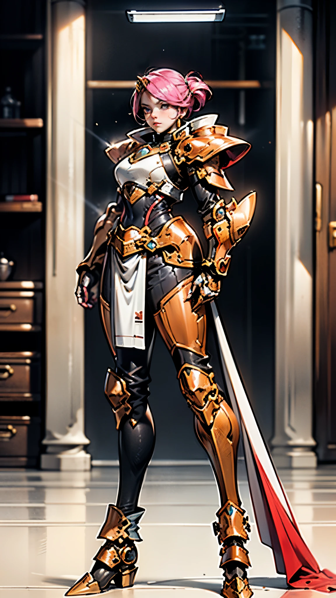 A woman adorned in fantasy-style full-body armor, a crown-concept fully enclosed helmet that unveils only her eyes, a composite layered chest plate, fully encompassing shoulder and hand guards, a lightweight waist armor, form-fitting shin guards, the overall design is heavy-duty yet flexible, ((the armor gleams with a golden glow, complemented by red and blue accents)), exhibiting a noble aura, she floats above a fantasy-surreal high-tech city, this character embodies a finely crafted fantasy-surreal style armored hero in anime style, exquisite and mature manga art style, (Queen bee mixed with Spider concept Armor, plasma, blood), ((Element, energy, elegant, goddess, femminine:1.5)), metallic, high definition, best quality, highres, ultra-detailed, ultra-fine painting, extremely delicate, professional, anatomically correct, symmetrical face, extremely detailed eyes and face, high quality eyes, creativity, RAW photo, UHD, 32k, Natural light, cinematic lighting, masterpiece-anatomy-perfect, masterpiece:1.5