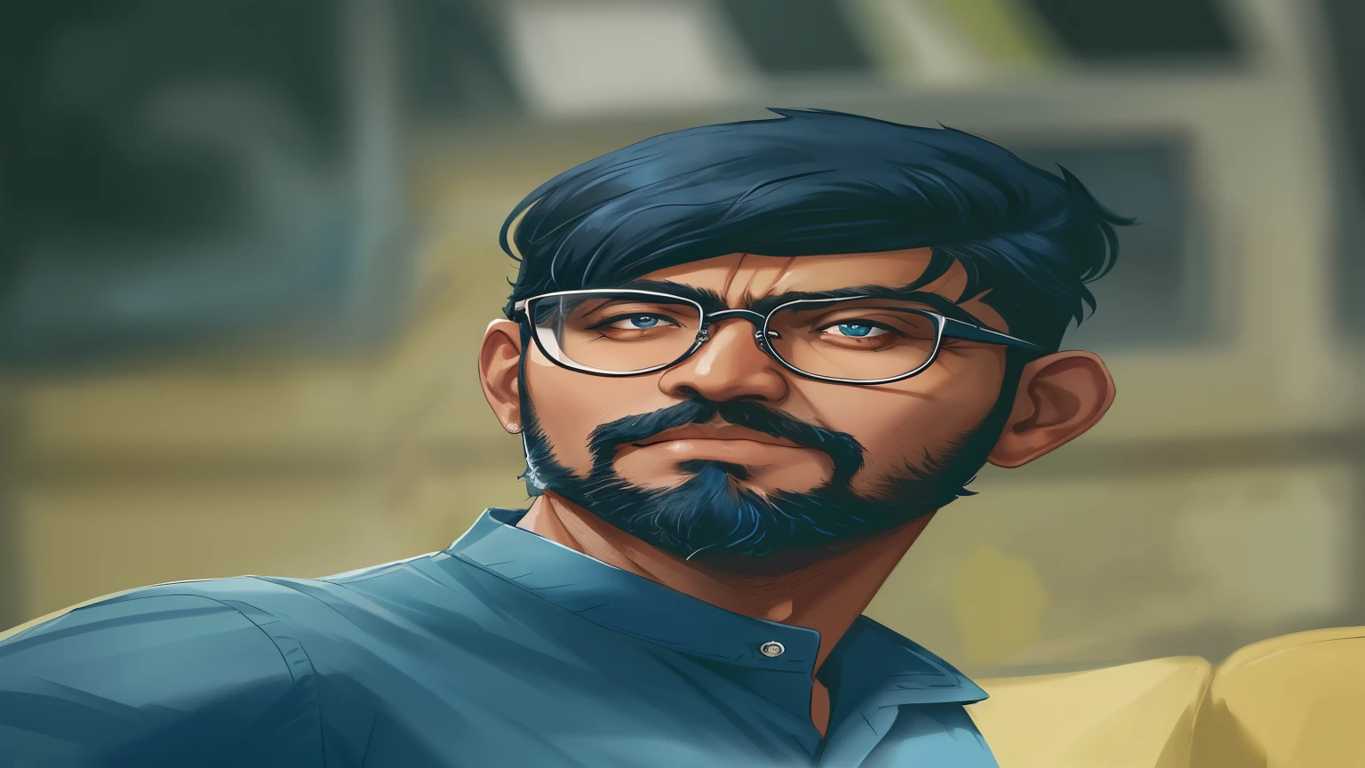 there is a man with glasses and a beard wearing a blue shirt, jayison devadas, portrait shot 8 k, shot on sony a 7 iii, with accurate face, shot on nikon z9, shot on canon eos r5, shot on canon eos r 5, 7 0 mm portrait, portait photo profile picture, good looking face