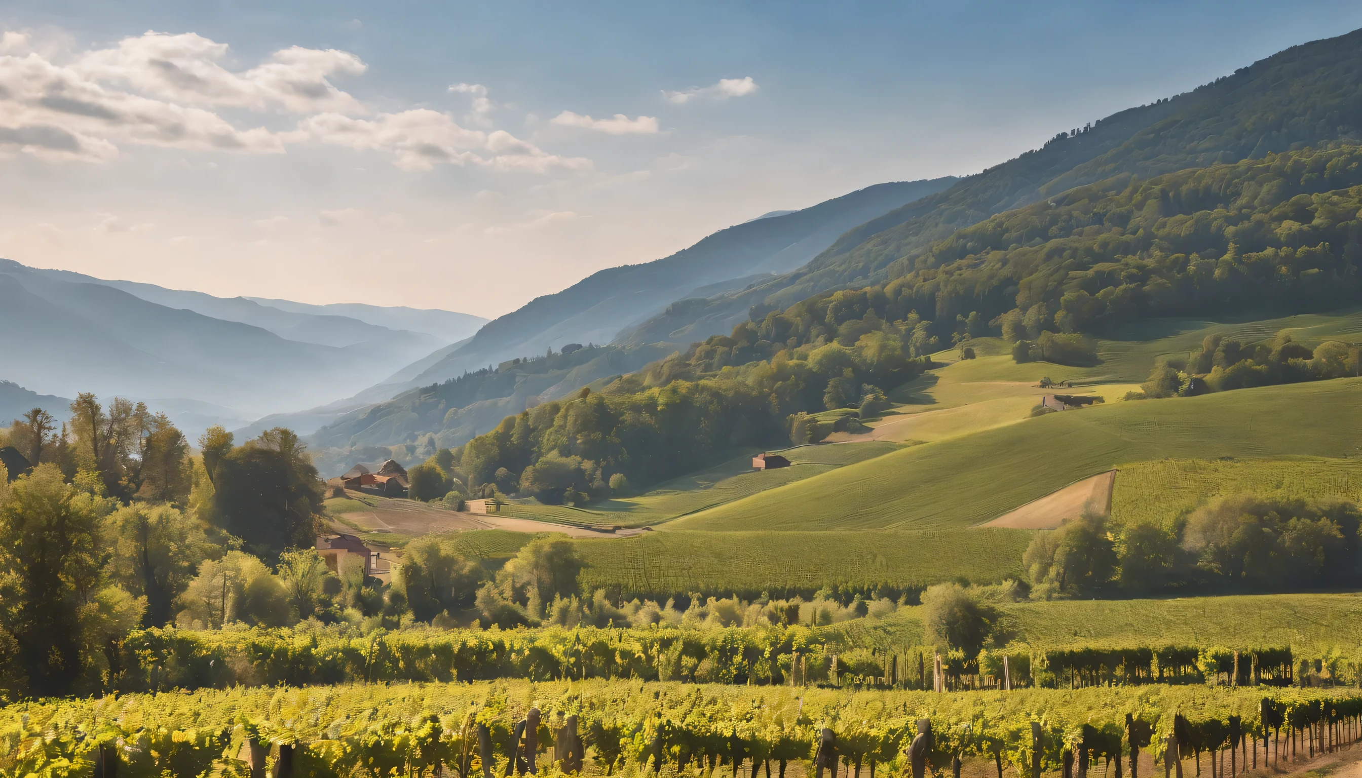 (Highly detailed CG Unity 8k wallpaper、masterpiece、highest quality、Super detailed)、(best lighting、best shadow、very delicate and beautiful)、highest quality、8k、Detailed facial depiction、masterpiece、highest quality、clear image quality、
Piedmont landscape photos&#39;The wine region and the Lango Mountains seen from the train window.。