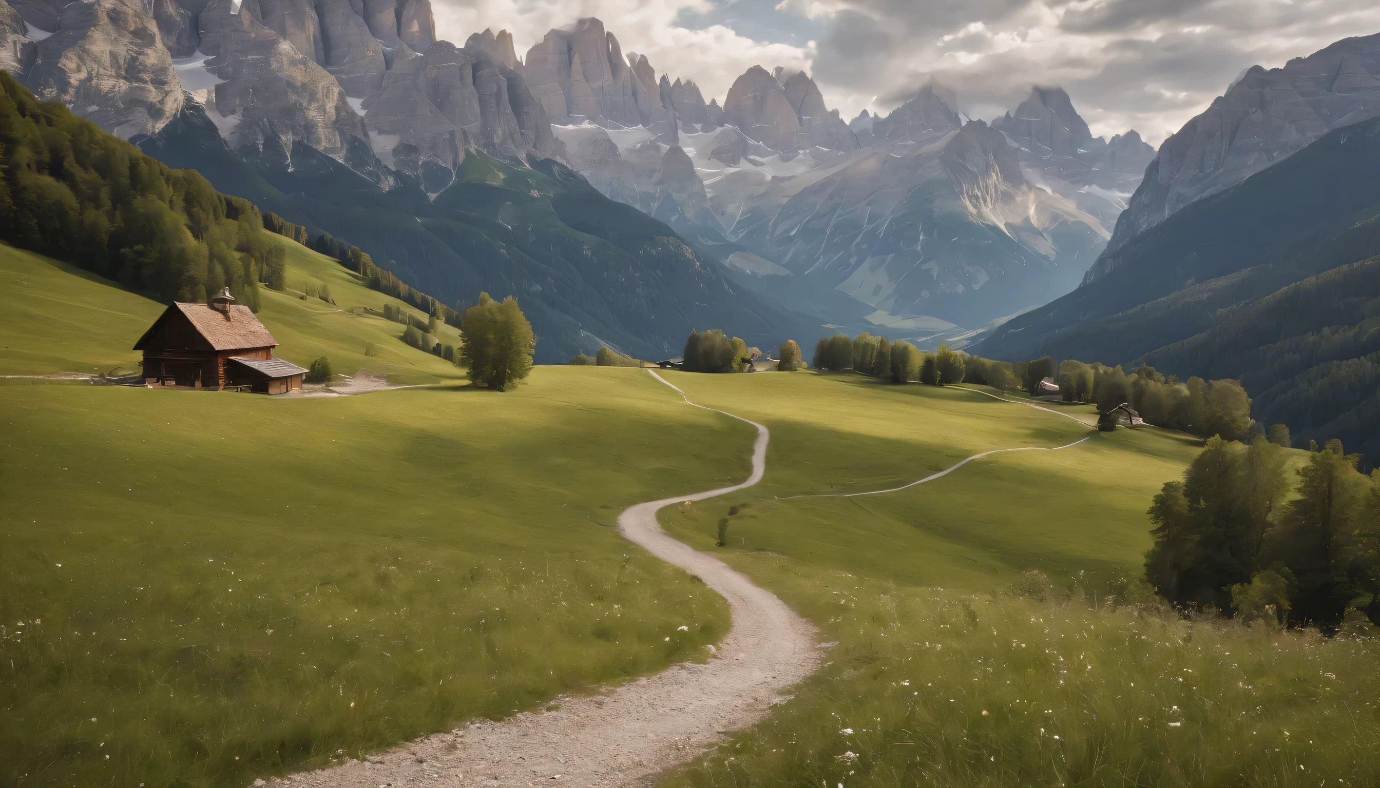 (Highly detailed CG Unity 8k wallpaper、masterpiece、highest quality、Super detailed)、(best lighting、best shadow、very delicate and beautiful)、highest quality、8k、Detailed facial depiction、masterpiece、highest quality、clear image quality、
Photo of the beautiful natural scenery of the Dolomites seen from the train window。