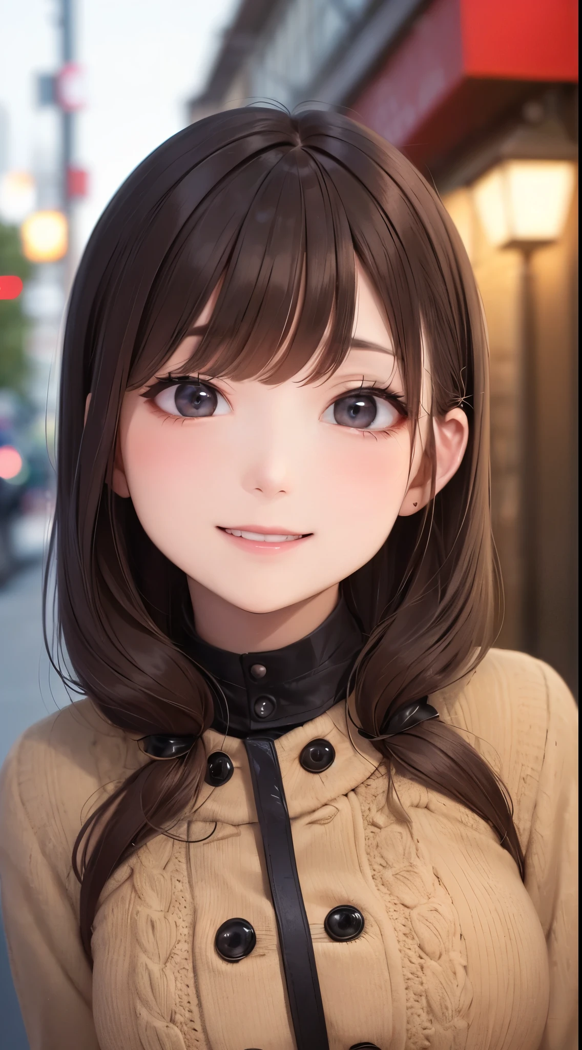 ultra-detailed face, ((dropping eyes)), cute girl, vibrant colors, soft natural lighting, bokeh effect. winter outfit, flawless makeup, professional photography, street snapshot, vibrant colors, (smile, laughing),