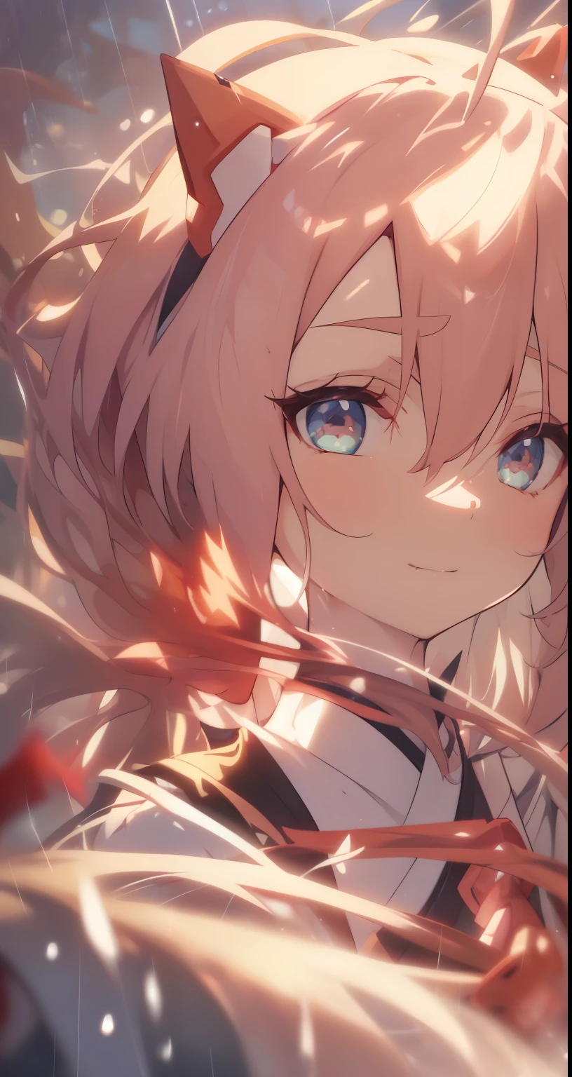 (2D animation style: 1.4), (Japanese animation: 1.9), HD, (Golden Lighting: 1, 4), White skin, full image light, Mecha, trumpet, (清澈的Eye), white sunbeams, HAir Glowing, (((falling raindrops))), (Dear Franks\), Dear Franks, 1 girl, Bangs, shadow, Danphoenix Eye, small Eye, long hAir, looking at the audience, closing Eye, ((((portrait))), green_ Eye, water, simple_background, Air_bubble, (light: 1.3), The sun shines on the face, lipstick, cosmetics, pink hAir, red eye shadow, close_face up, Full of girly feeling, tight skin, alone, n twist, calm, (18 years old), (Rich details), (twist: 1.4), hAir full of light to white, white background, (water平拍摄: 1.3), side, close-up, (background blurred), (green Eye), top surface, light particles, light on face and pink hAir, dragon horn, hAir band, Bright light, delicate skin, delicate light, long eyelashes, thin eyebrows, delicate face, long face, (upper part of face:2）, 🙂🙂🙂🙂🙂🙂🙂🙂🙂🙂🙂
