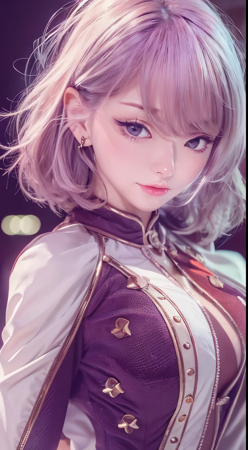 NSFW,((highest quality, 8k, masterpiece :1.3)), 1 girl, pretty woman with thin abs :1.3, (medium short hair, huge breasts :1.2), pajamas:1.1, super detailed face, fine eyes, outside,