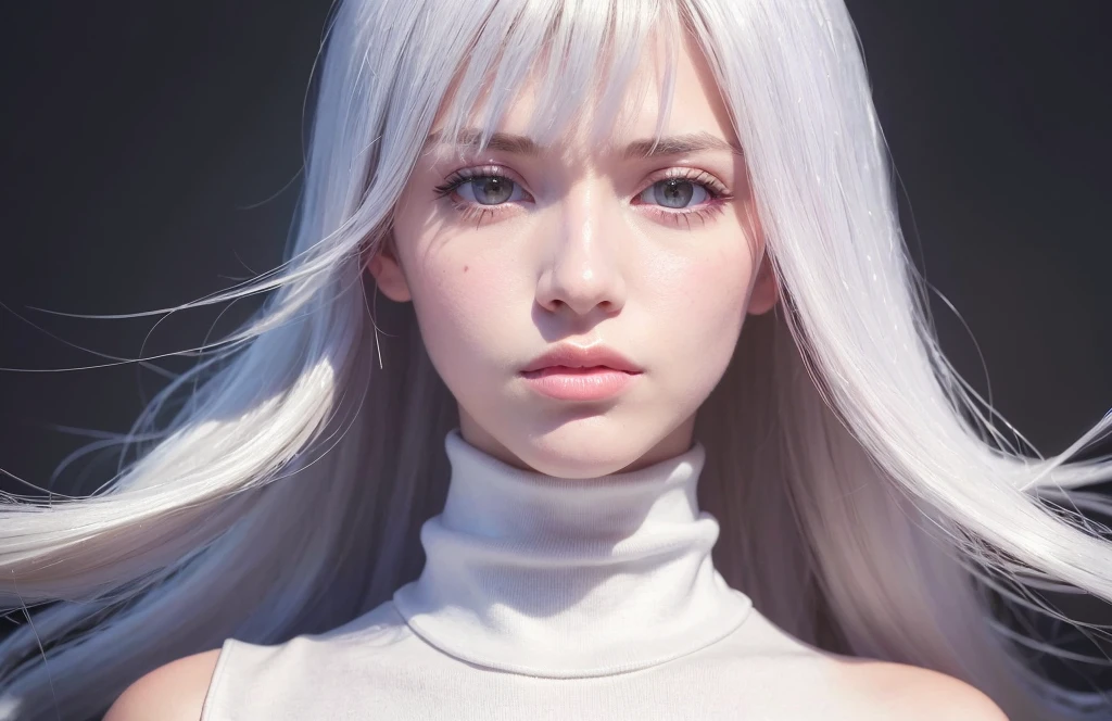 1girl,beautiful vintage color, instagram (photorealistic, high resolution:1.4), ((puffy eyes)), looking at viewer, , full body (8k, RAW photo, best quality, masterpiece:1.2), (realistic, photo-realistic:1.37),(sharp focus:1.2), professional lighting, photon mapping, radiosity, physically-based rendering, (pale skin:1.2),,(small breasts:1.2),, looking at viewer, (middle hair:1.2), portrait, purple eyes, (sliver hair:1.2),bangs, (simple background:1.4), solo, upper body, white background,realistic,(masterpiece:1.4),(best quality:1.4),(shiny skin),fashi-girl,makeup,(closed mouth:1.4),(skinny,,shy, :1.3),(white Turtleneck sweater:1.2), ulzzang-6500-v1.1, pureerosface_v1, 