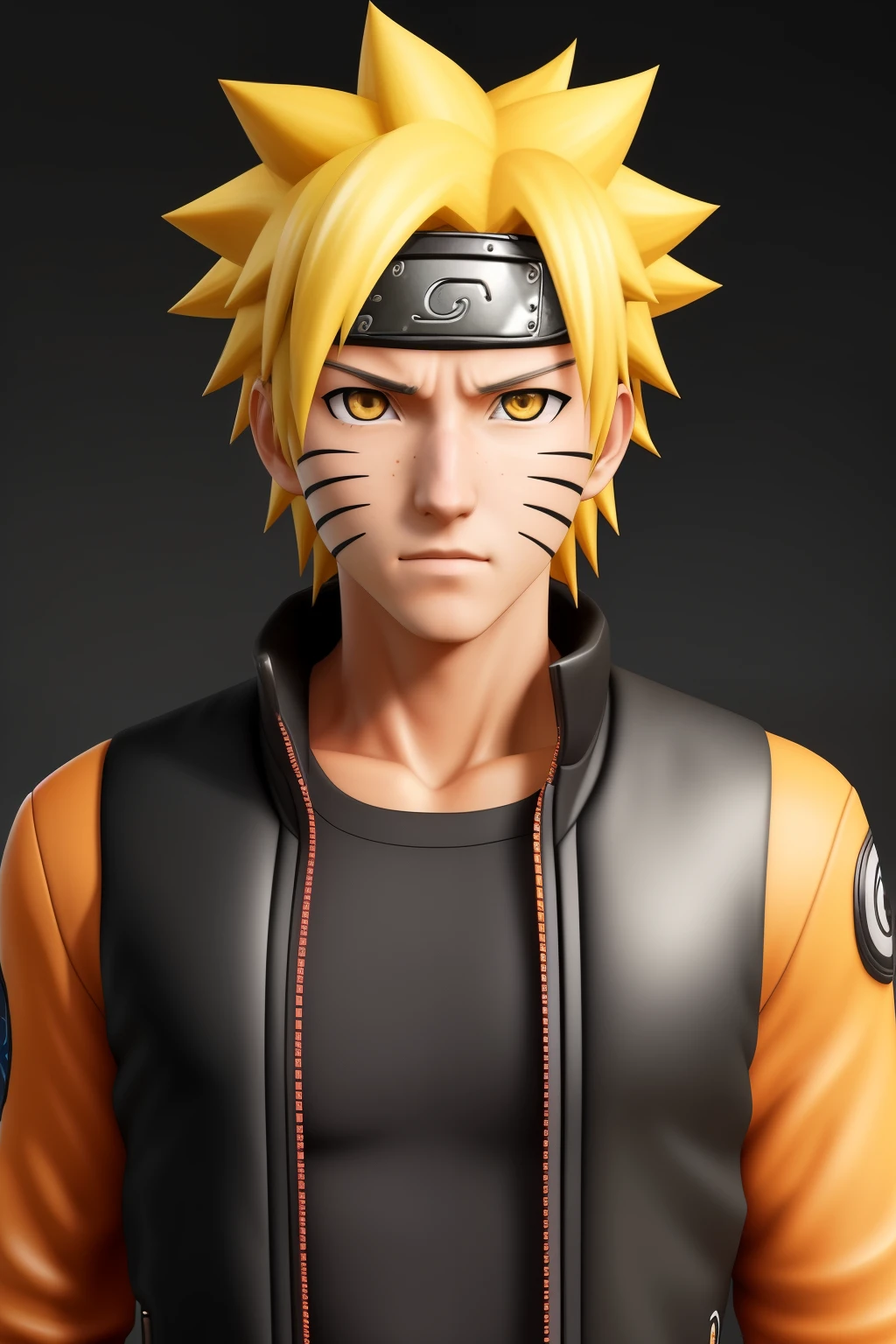 Create an ultra-realistic photograph of Naruto Uzumaki, capturing his masculine and cool appearance. The avatar should resemble the iconic Naruto Uzumaki from the Naruto series. The image should showcase photorealism, with a resolution of ultra HD, making it perfect for an 8k wallpaper. Pay close attention to the fine details, especially on the face, ensuring extreme detail is captured.