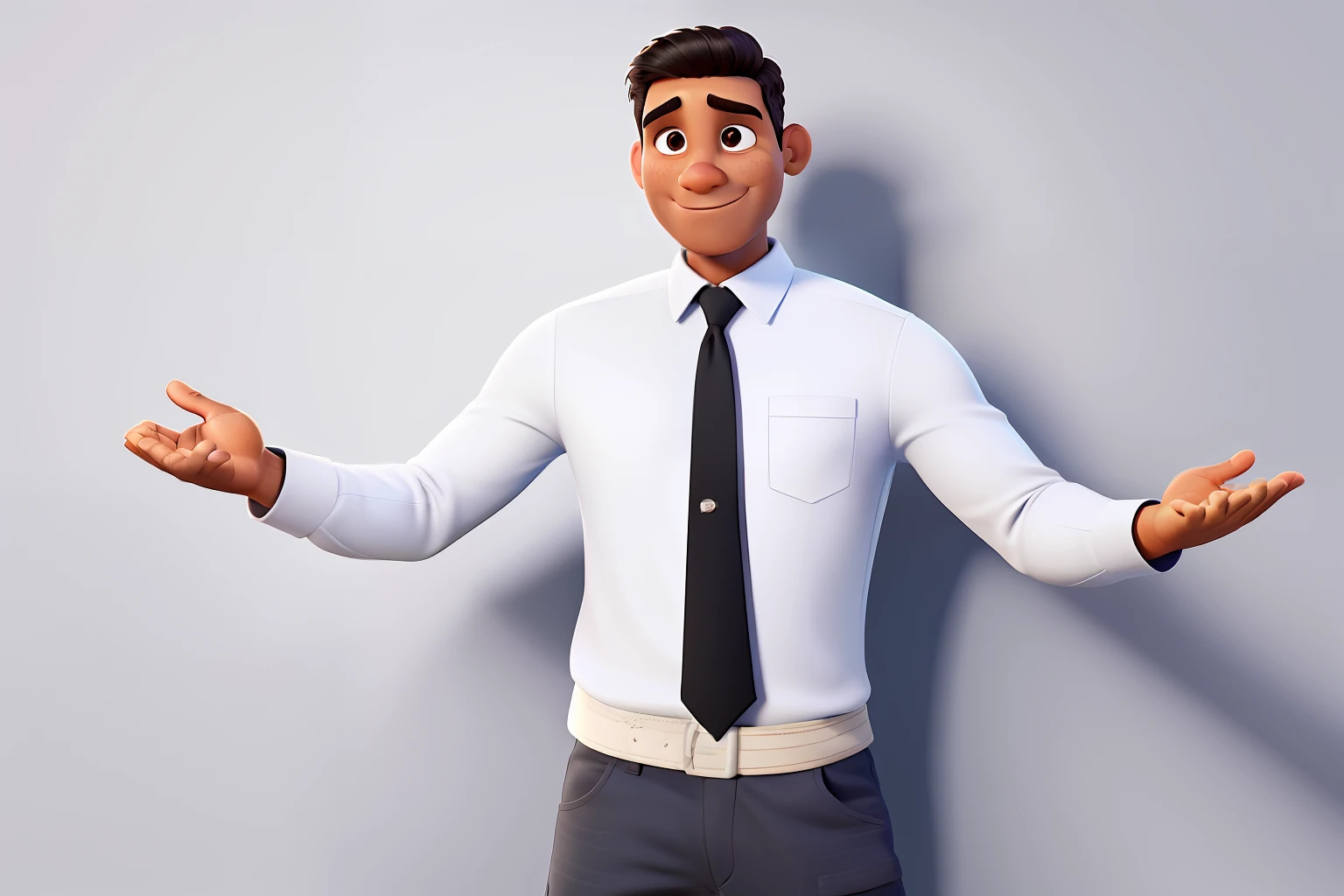 Um homem estilo Disney Pixar,  negro, careca, alta qualidade, melhor qualidade, sem gravata, careca