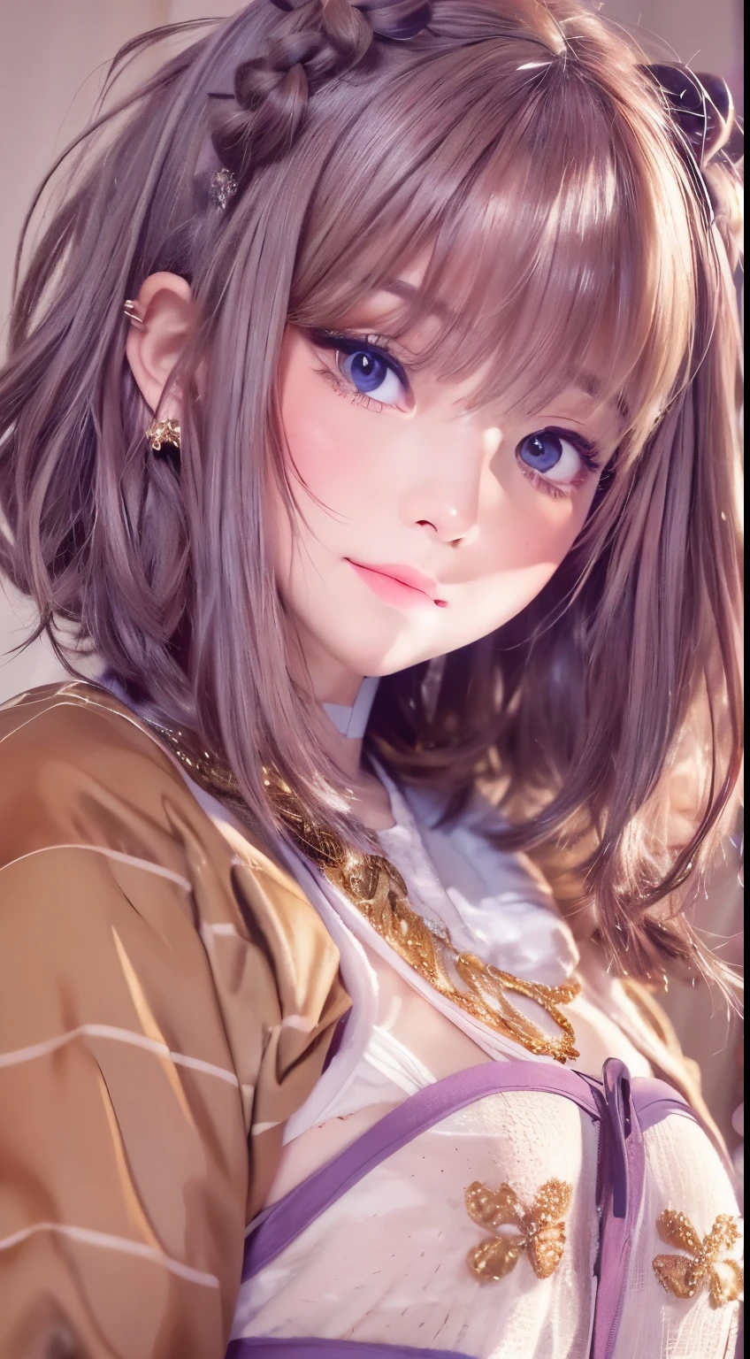 NSFW,((highest quality, 8k, masterpiece :1.3)), 1 girl, pretty woman with thin abs :1.3, (medium short hair, huge breasts :1.2), pajamas:1.1, super detailed face, fine eyes,