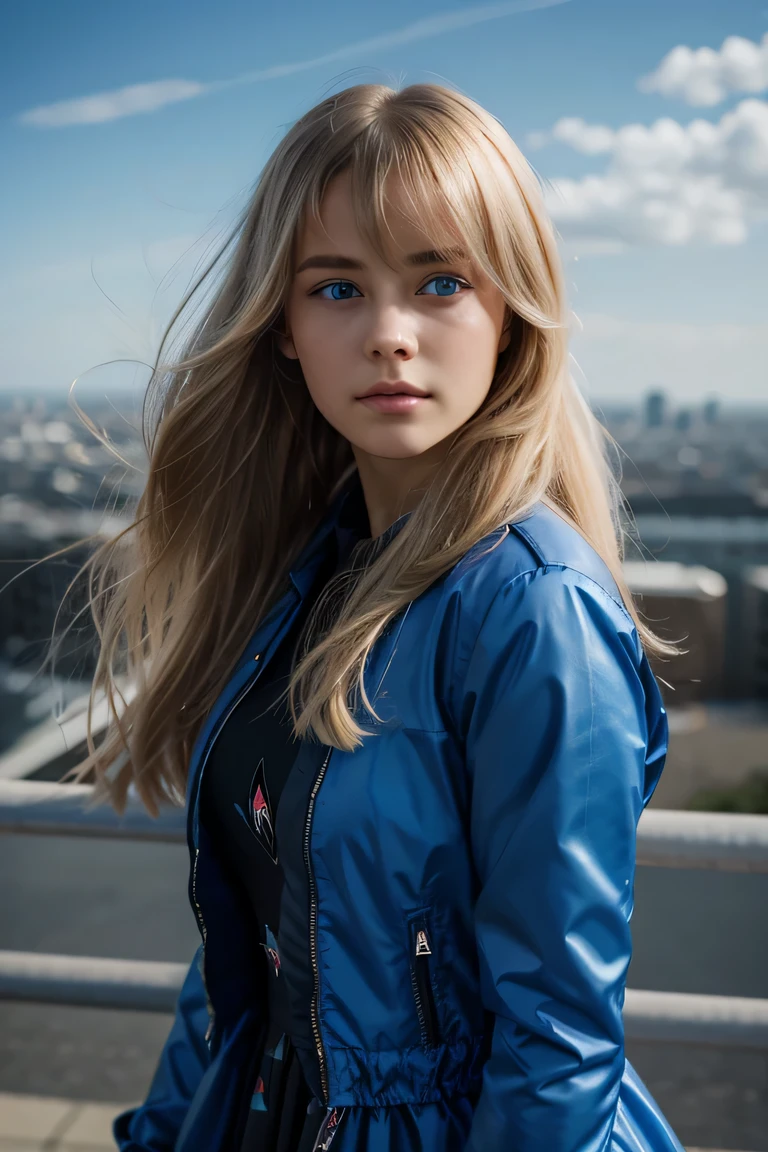 (Dynamic angle:1.3),extreme close-up,windy,cinematic moment,1 girl,Upper body,dancing,Я смfromрю на зрителя, violet_Evergarden, One, Ювелирные fromделия, blank eyes,brooch, blonde_hair,( vevry long hair:1.2),floating hairlong_sleeves, tape, blue_eyes, jacket, dress, gem, hair_tape,sky, depth_from_field, a close view from flying petal,