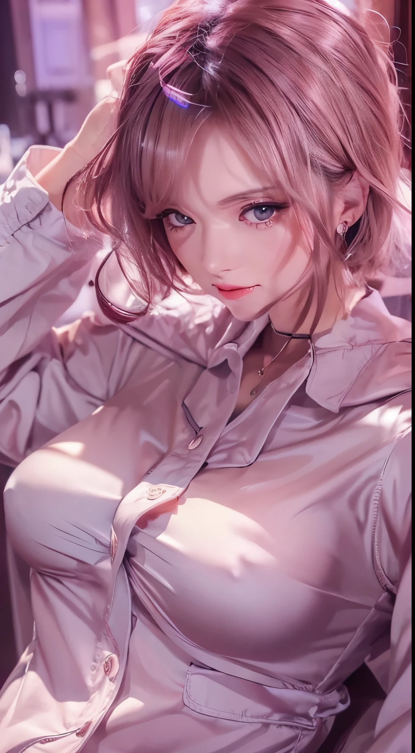 NSFW,((highest quality, 8k, masterpiece :1.3)), 1 girl, pretty woman with thin abs :1.3, (medium short hair, huge breasts :1.2), pajamas:1.1, super detailed face, fine eyes, outside,