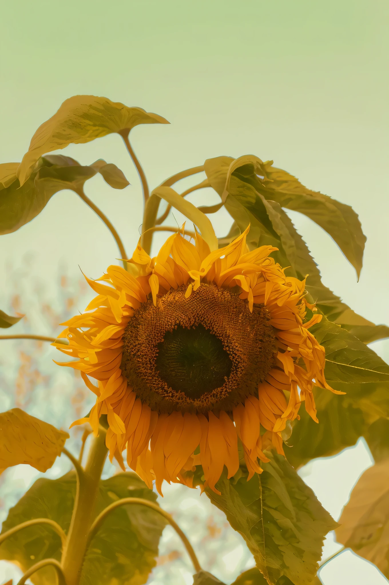 there is a sunflower that is blooming in the field, giant sunflower as a face, sunflower, sunflowers in the background, colors : yellow sunflowers, colors: yellow sunflowers, shot on nikon z9, sunflowers, rusted metal and sunflowers, by Jan Rustem, scene: sunflower field, scene : sunflower field, helianthus flowers, sunflower background, beautiful sunny day