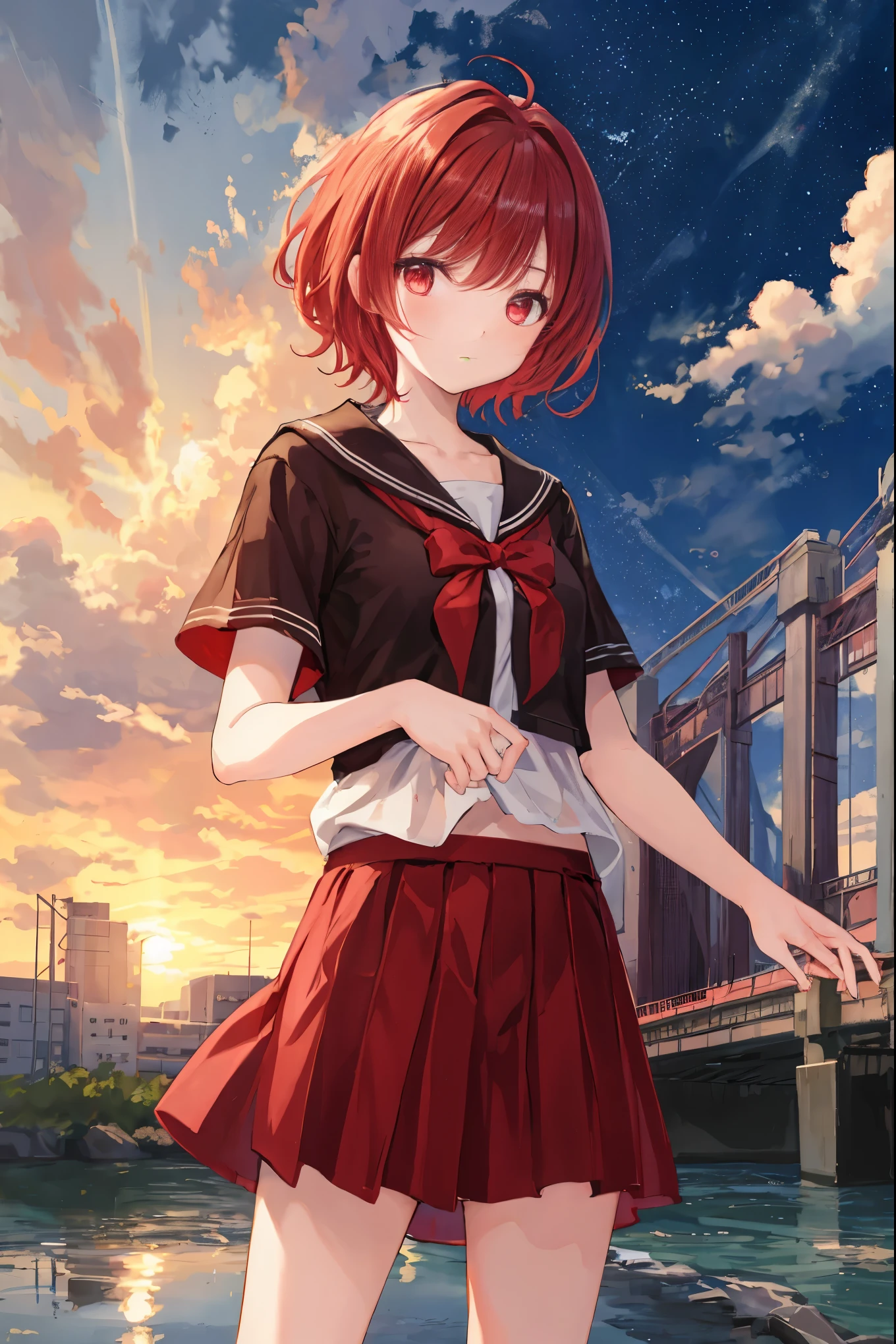 [[clannad style]], [[Cute girl with short hair with red bangs]], [[red eyes]], [[dark, dark森の背景]], [[bad natural light]], [[great quality]],[[masterpiece]], [[best artist]], [[best performance]], [[16K quality]], [[HDR+]]
