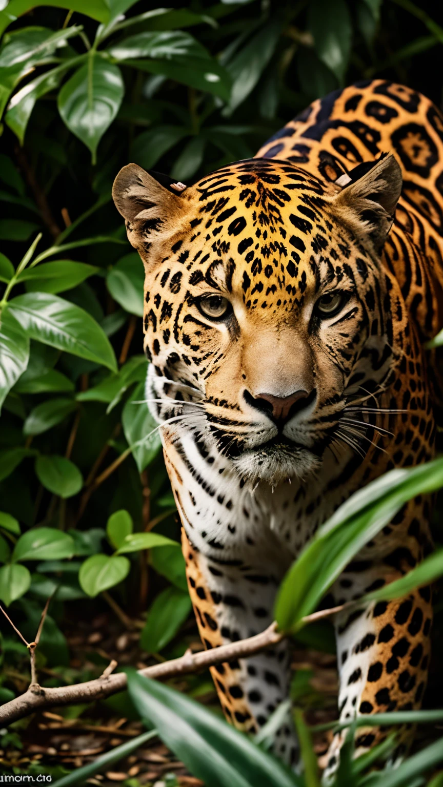 jaguar in the tropical forest during the day