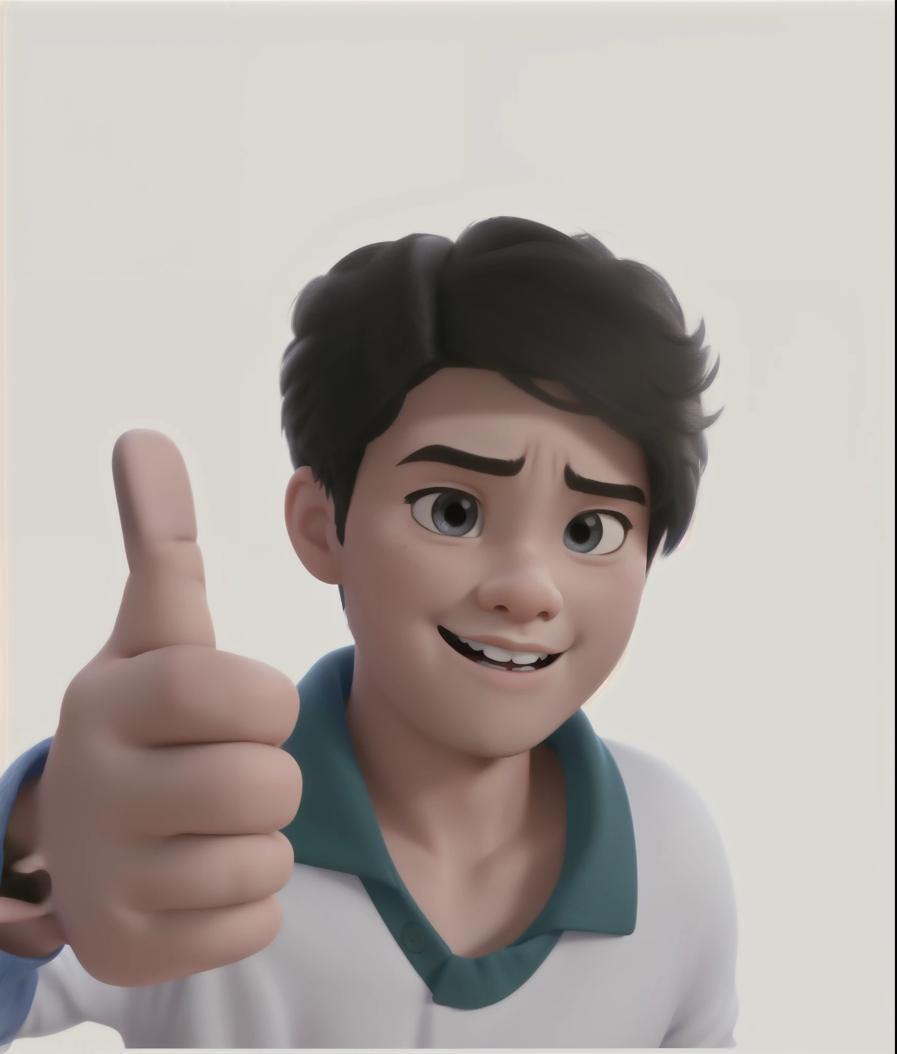 a boy to a story in Disney Pixar 3D format, Korean style hair, alabester, 4k high resolution image