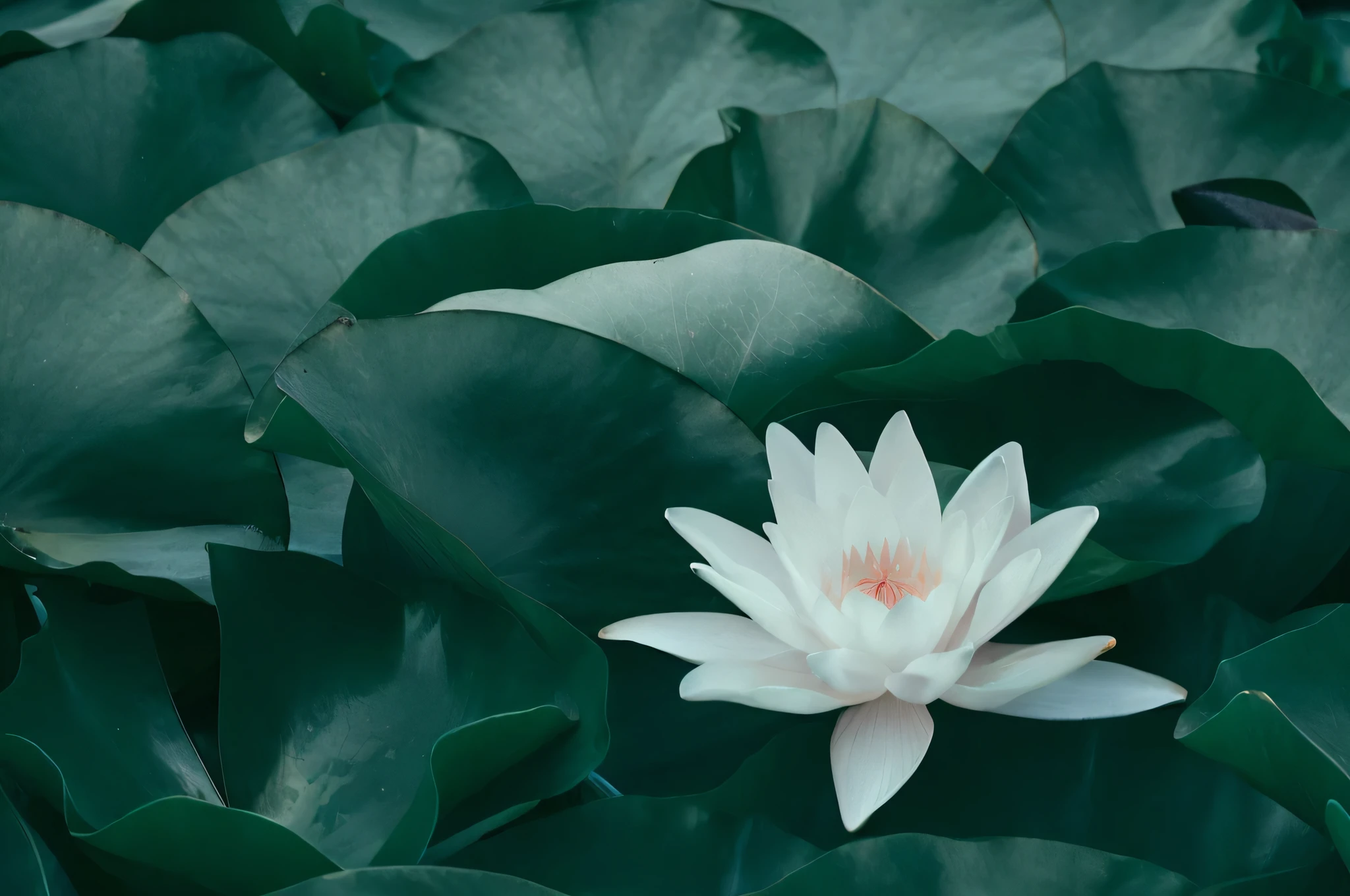 there is a white flower that is in the middle of some leaves, floating in a powerful zen state, standing gracefully upon a lotus, lotus flower, lotus flowers on the water, sitting on a lotus flower, with lotus flowers, lily pad, nymphaea, water lilies, lily flower, surrounded flower, lotus petals, lotus flowers, lotuses