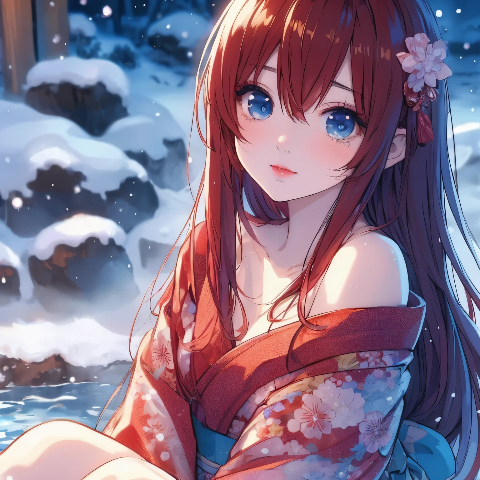 Anime girl wearing kimono sitting in the snow, anime style 4k, 4k comic wallpaper, Beautiful anime girl, anime wallpaper 4k, anime wallpaper 4k, 4k anime wallpaper, Beautiful anime, beautiful anime girl, anime art wallpaper 4k, Anime Art Wallpaper 4k, cute anime girl, Beautiful anime portrait, HD anime wallpaper, Beautiful anime woman
