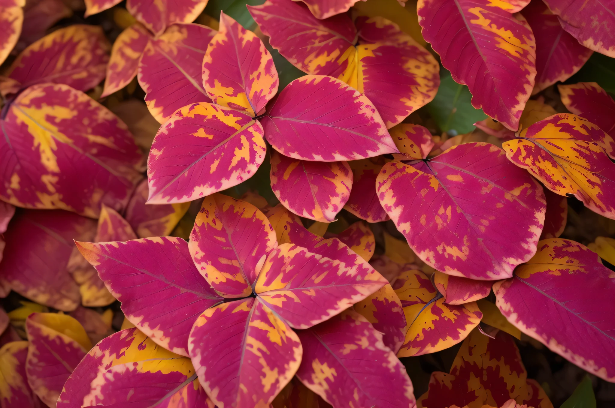 there is a close up of a plant with red and yellow leaves, vibrant foliage, colorful tropical plants, vivid and vibrant, colorful leaves, vibrant and vivid, highly ornamental, red orange and yellow leaves, warm and vibrant colors, vibrant and vivid color, vivid vegetation, details and vivid colors, flame shrubs, red and golden color details, multicolored weed leaves