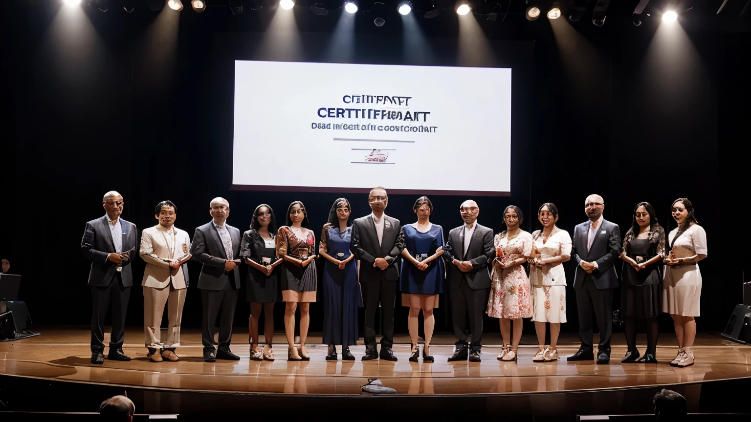 a group of people giving certificate ceremony on stage