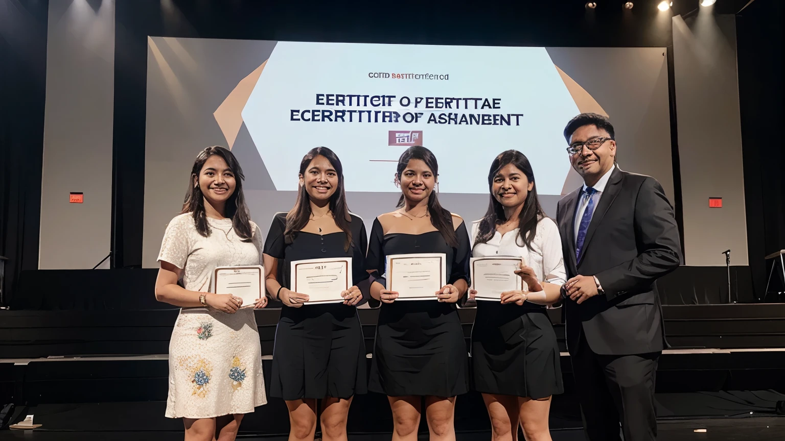  a group of people giving certificate ceremony on stage 