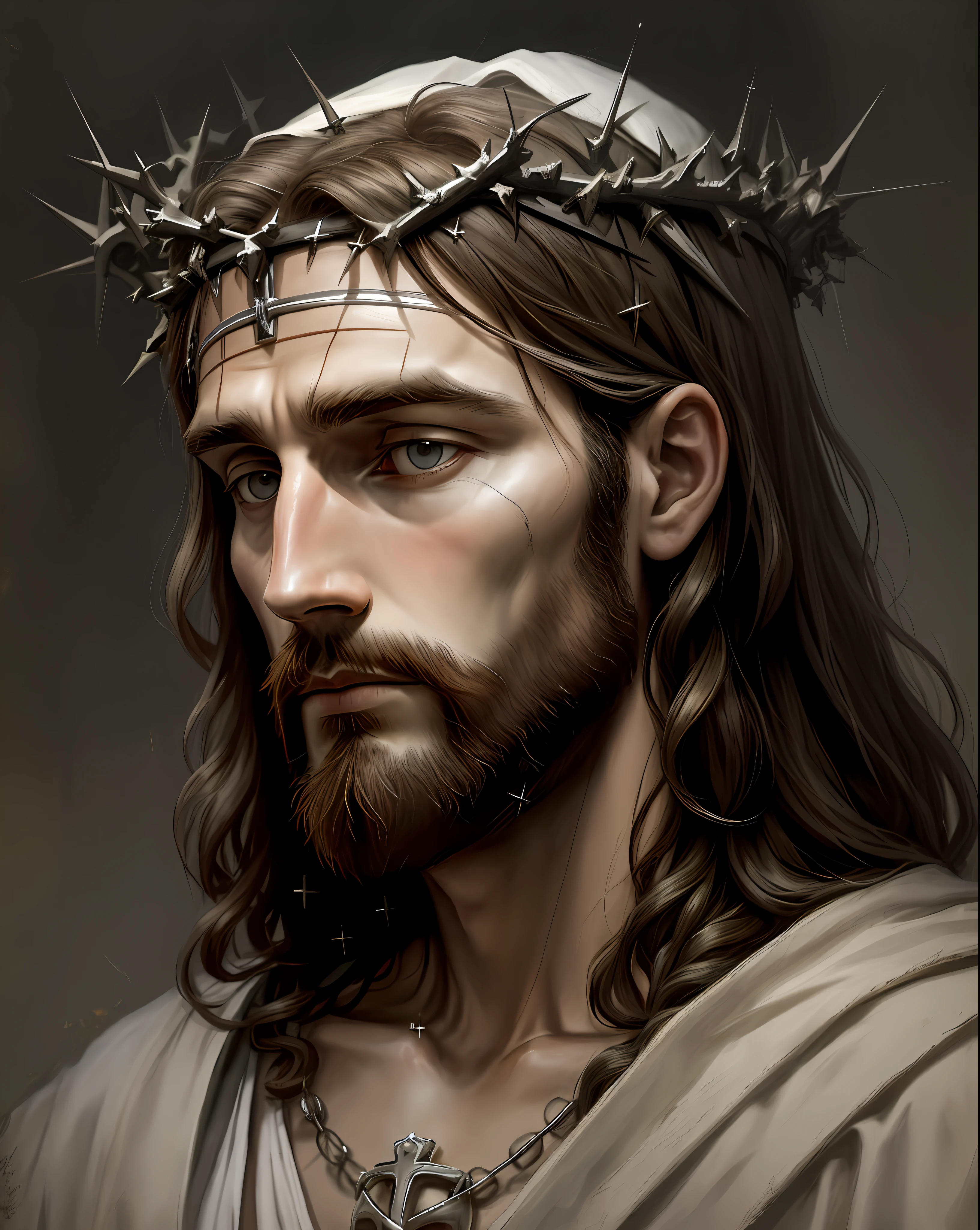Jesus Cristo com coroa de espinhos.
