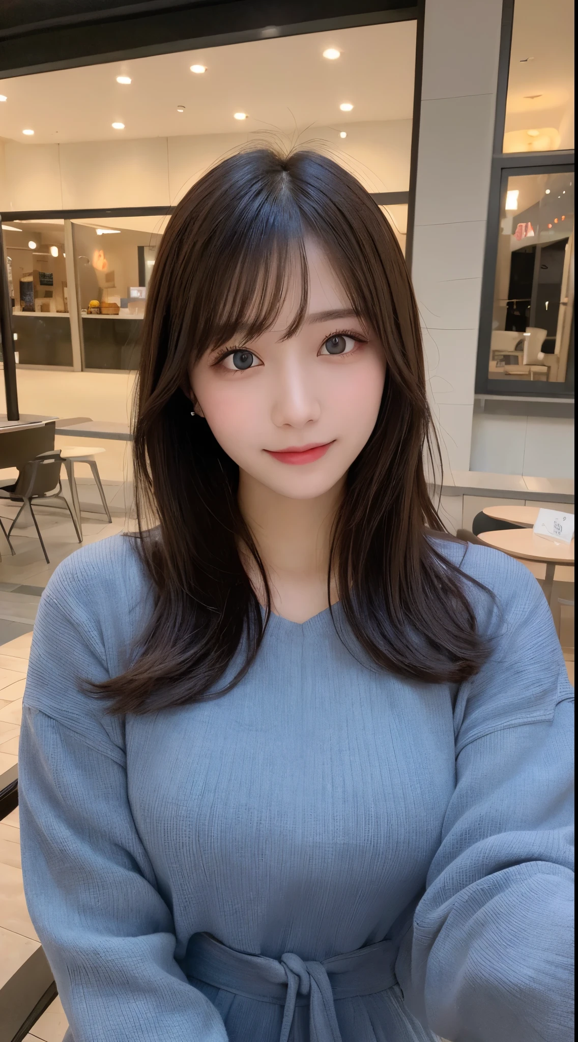 table top, highest quality, shape, Super detailed, finely, High resolution, 8k wallpaper, 完璧なダイナミックな構shape, beautiful and detailed eyes, winter dress,medium hair, small breasts, natural color lip, random sexy pose,smile,big city、20 year old girl、midnight、beautiful and detailed face、perfect and beautiful face,Big eyes