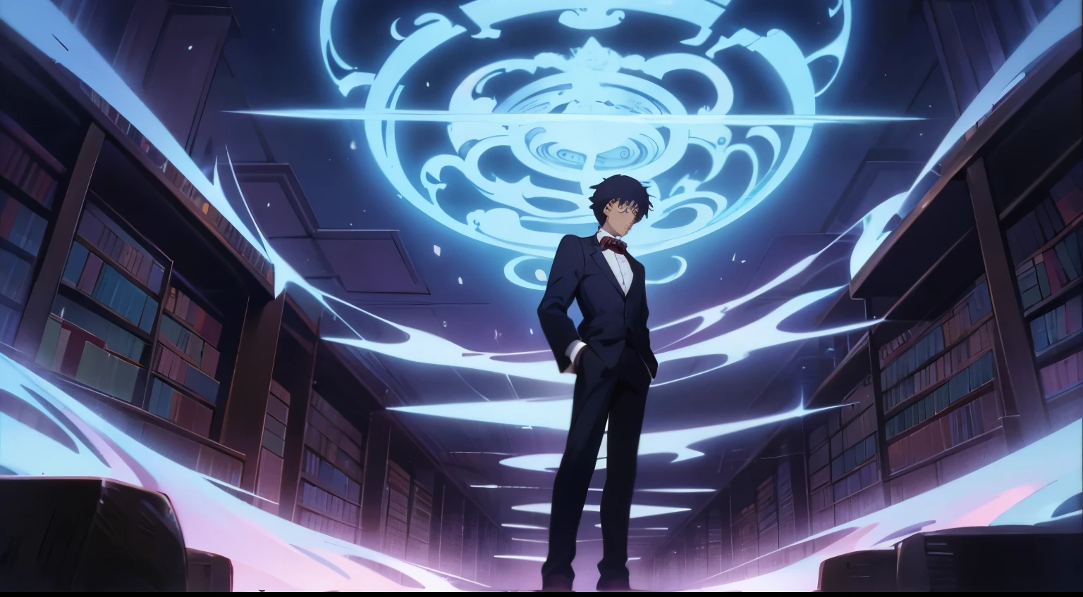 there is a man in a suit standing in a library, hideaki anno anime, hideaki anno, hideki anno, inspired by Yasushi Sugiyama, kentaro miura art, kentaro miura manga art style, kentaro miura art style, cyril rolando and m. w kaluta, cyril rolando and m.w kaluta