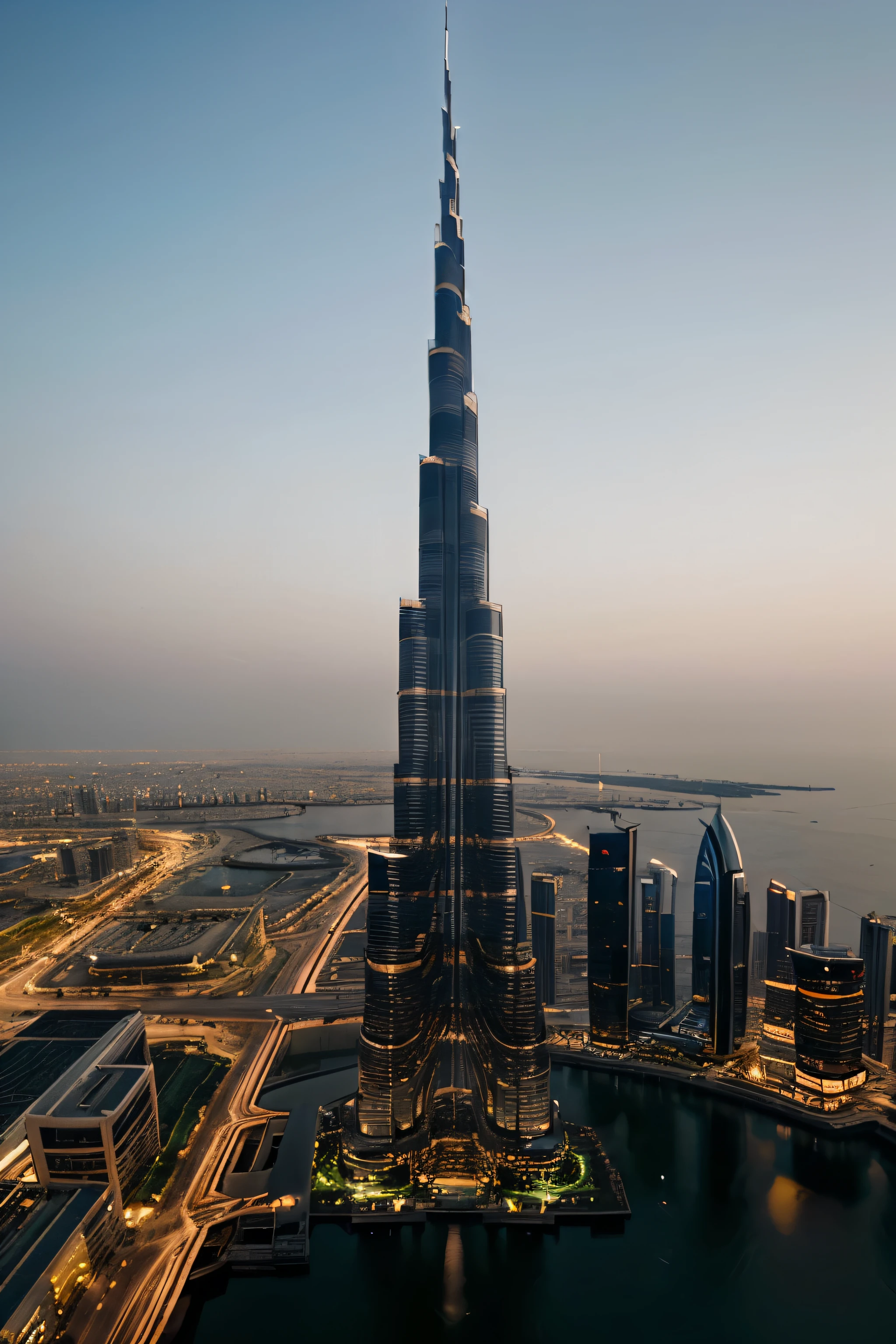 burj khalifa on moon vied from top (drone view) (white) (real)