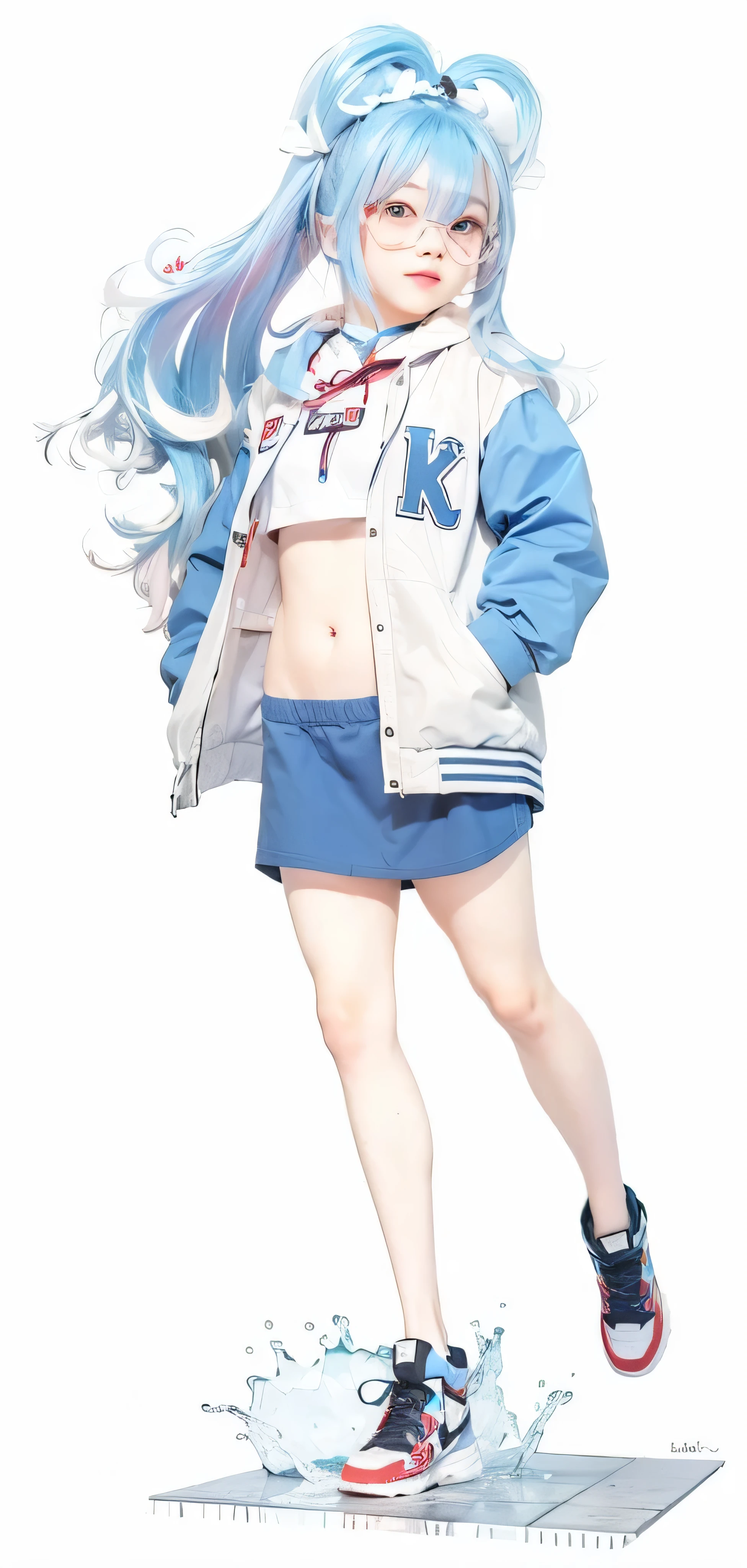Asian girl with blue hair with white tips
