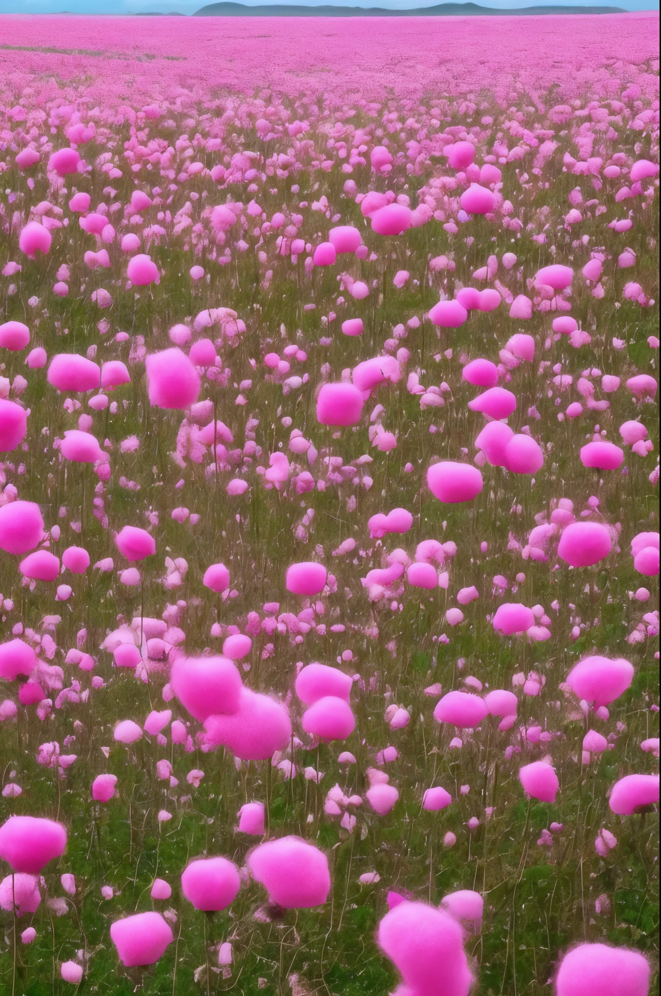 there are many pink flowers in the field at night, cotton candy bushes, cotton candy trees, field of fantasy flowers, made of cotton candy, glowing flowers, surreal waiizi flowers, beautiful!!!!!!!!!!!!, extremely beautiful and ethereal, field of flowers at night, cotton candy, ethereal soft and fuzzy glow, magical flowers, very magical and dreamy, lots of flowers