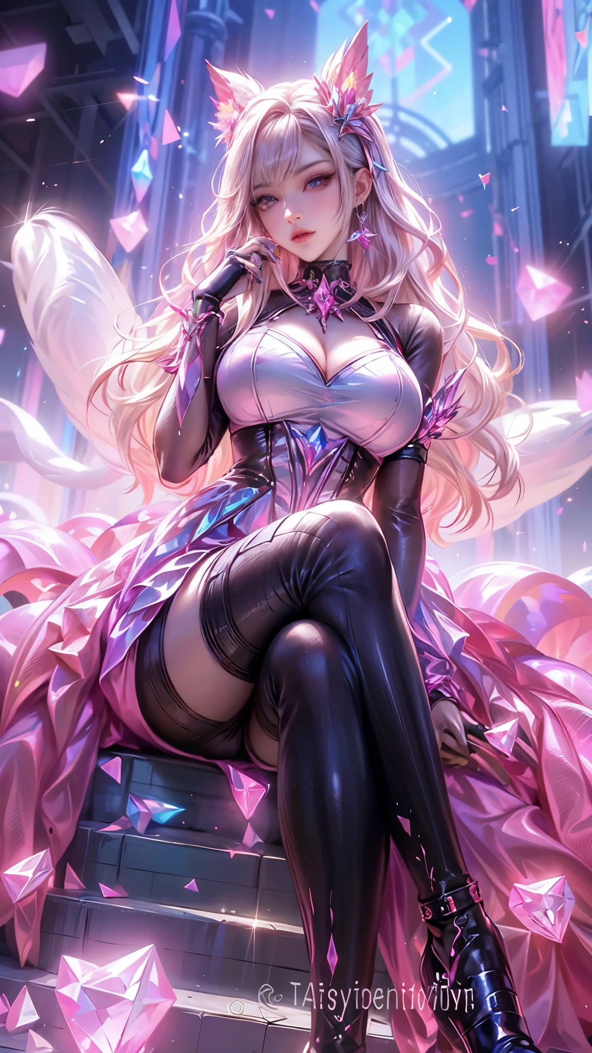 a close up of a woman in a pink dress sitting on a stair, extremely detailed artgerm, rossdraws cartoon vibrant, style artgerm, artgerm and rossdraws, ! dream artgerm, :: rossdraws, rossdraws 1. 0, rossdraws 2. 5, artgerm style, like artgerm, rossdraws 2. 0