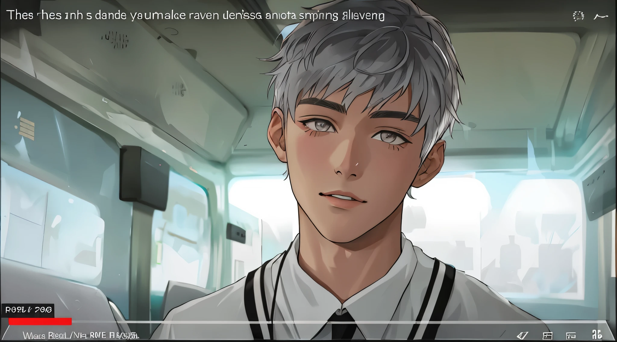 handsome young man of 17 years old silver hair silver eyes