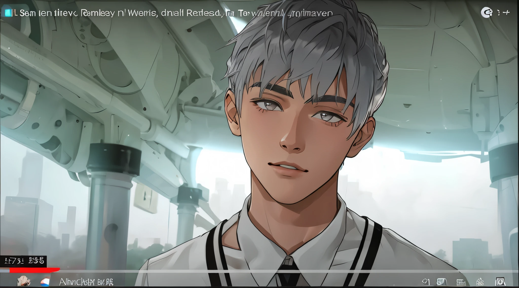 handsome young man of silver hair silver eyes
