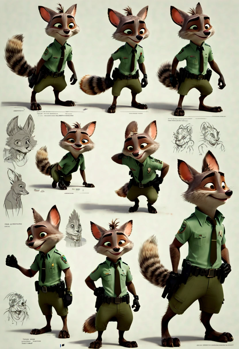 character design sheet, by Zootopia, (best quality, masterpiece, Representative work, official art, Professional, Ultra intricate detailed, 8k:1.3)